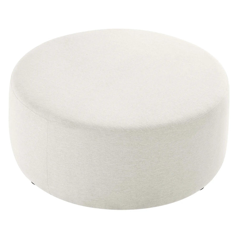 Callum Large 38" Round Woven Heathered Fabric Upholstered Ottoman by HouseOfZazla