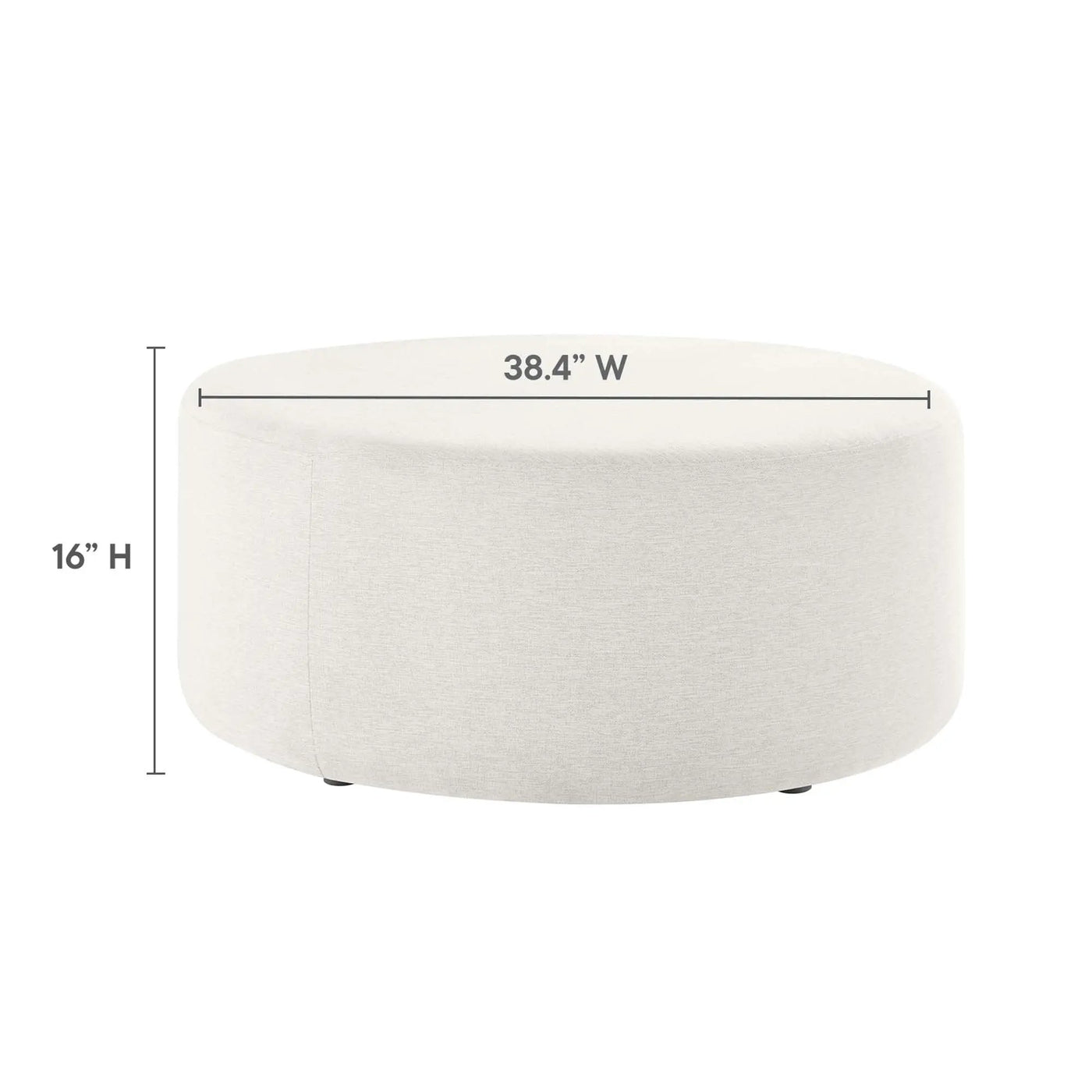 Callum Large 38" Round Woven Heathered Fabric Upholstered Ottoman by HouseOfZazla