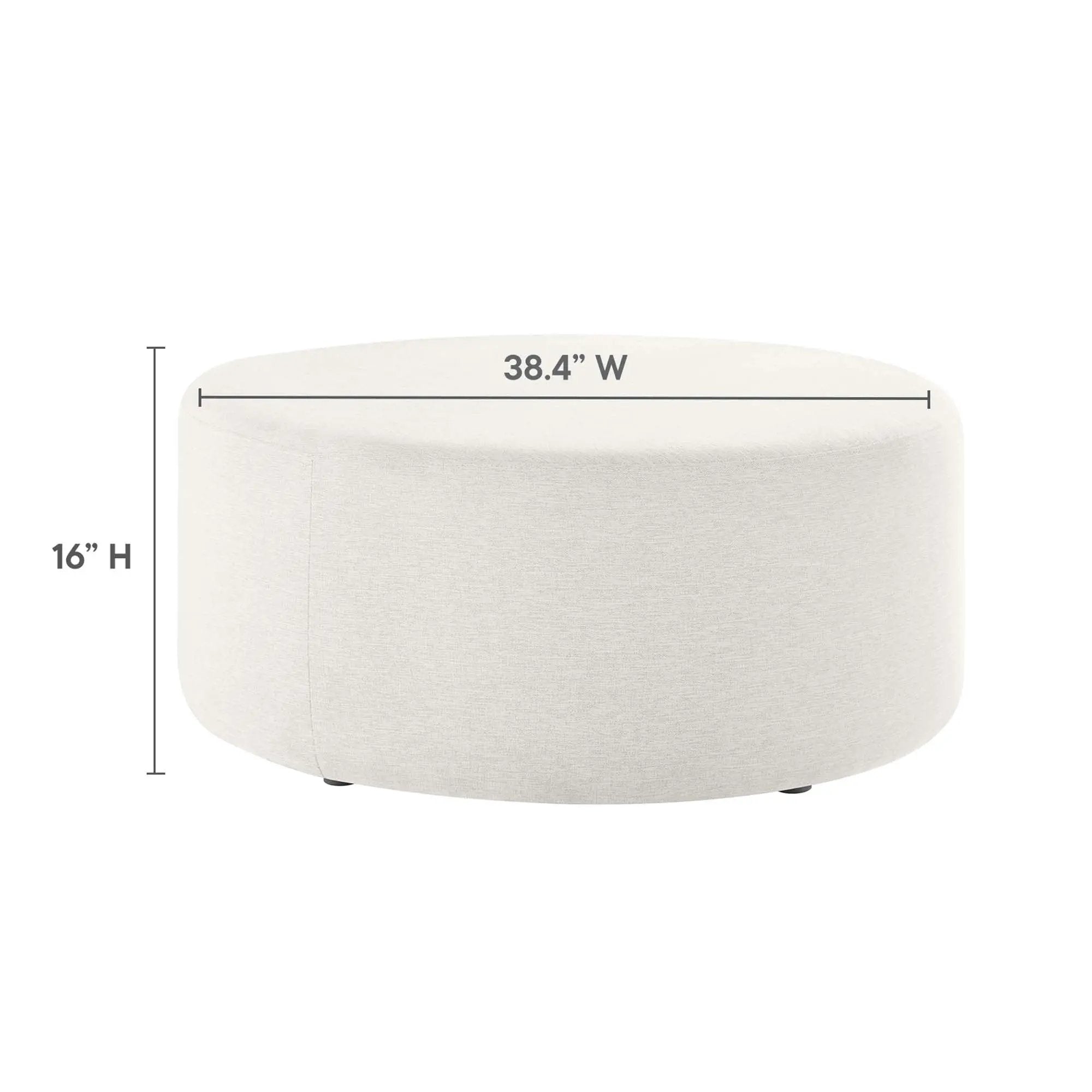 Callum Large 38" Round Woven Heathered Fabric Upholstered Ottoman by HouseOfZazla