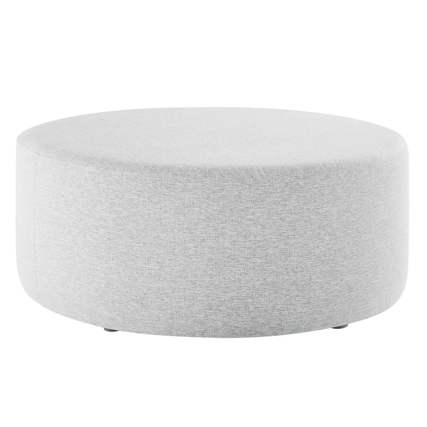 Callum Large 38" Round Woven Heathered Fabric Upholstered Ottoman by HouseOfZazla