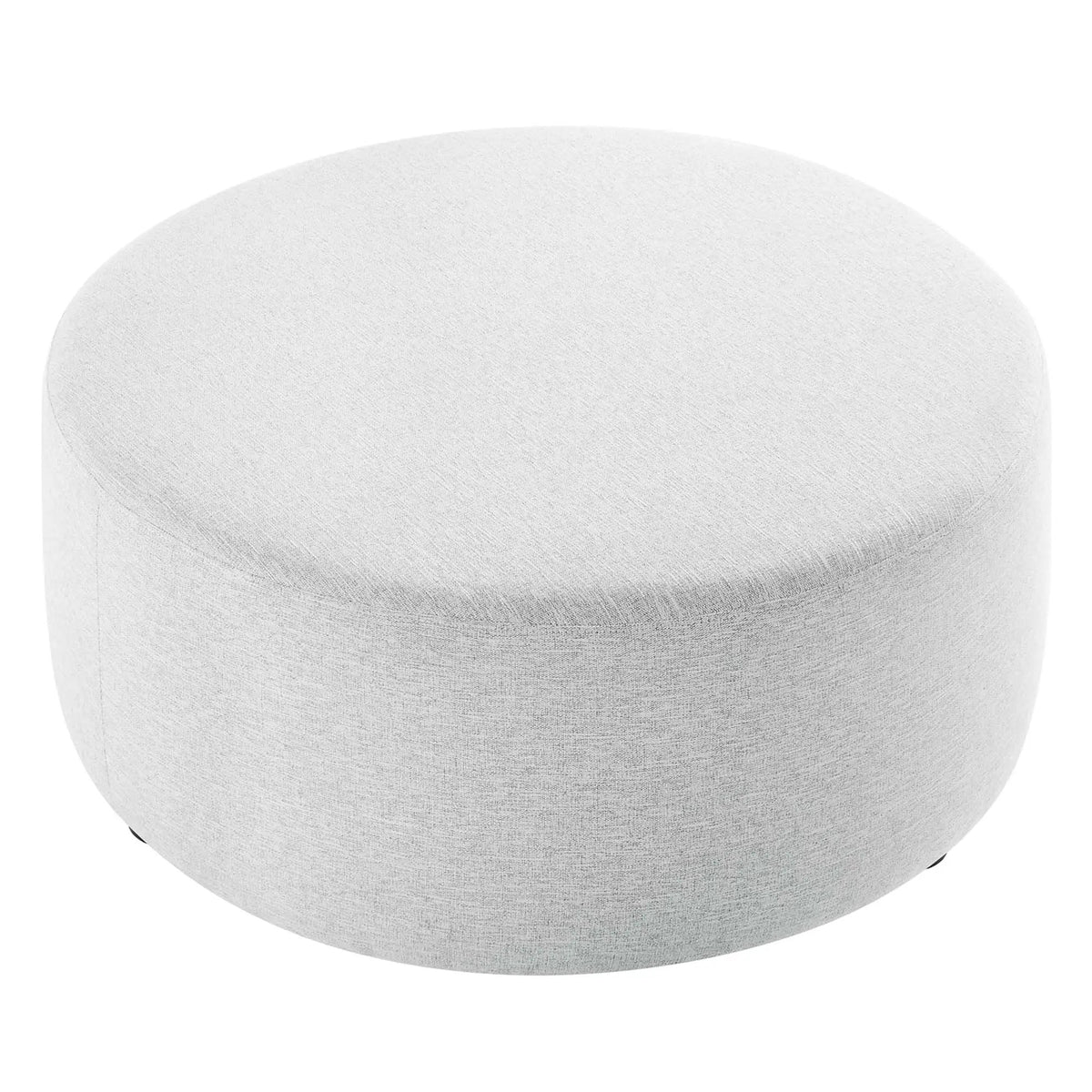 Callum Large 38" Round Woven Heathered Fabric Upholstered Ottoman by HouseOfZazla