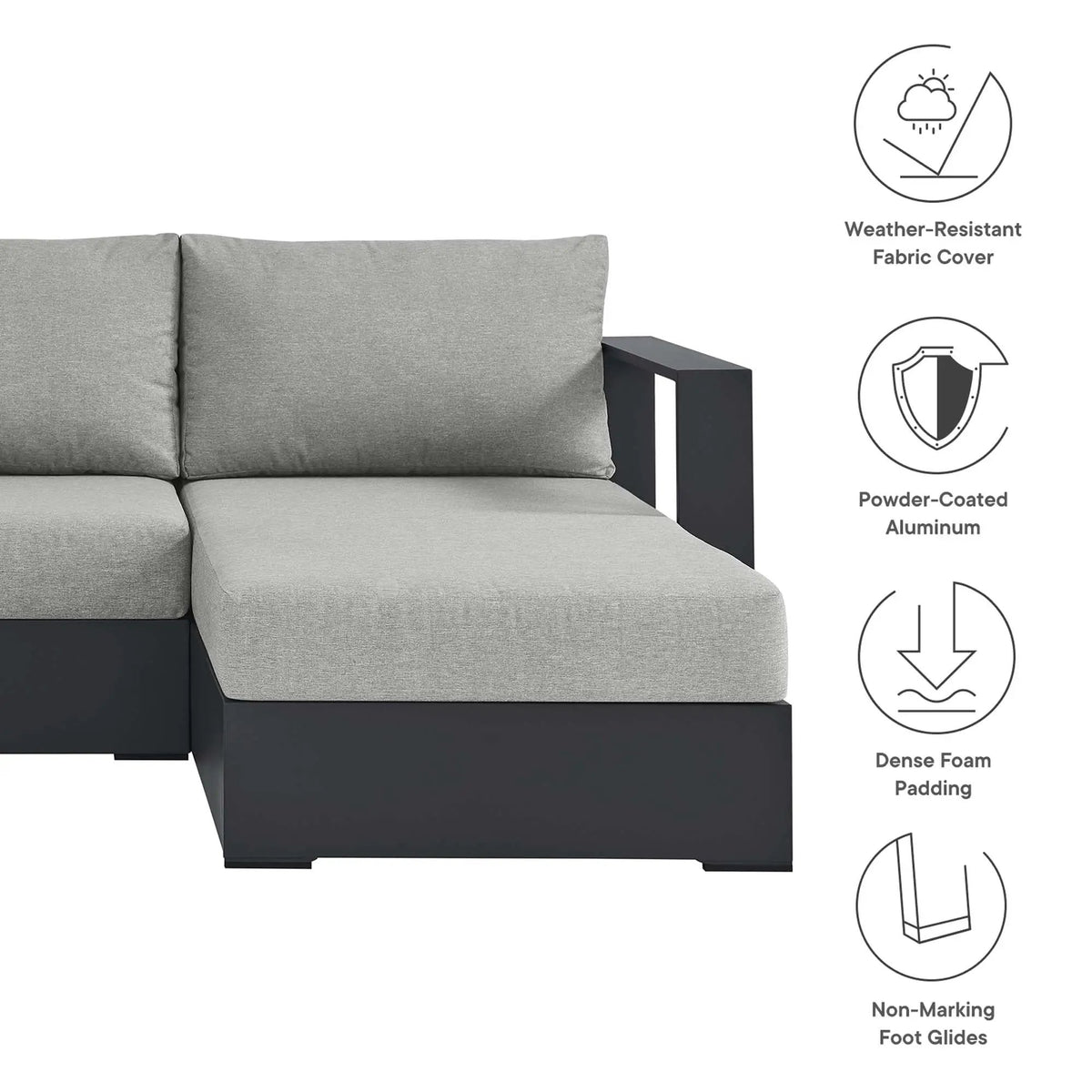 Tahoe 2-Piece Outdoor Aluminum Chaise Sectional Sofa by HouseOfZazla