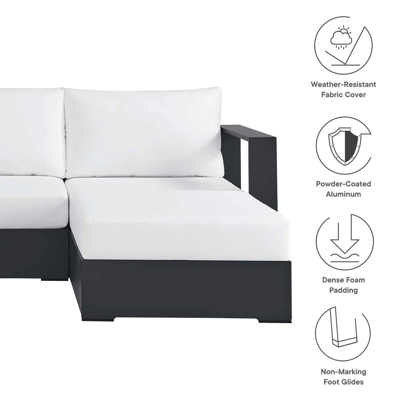 Tahoe 2-Piece Outdoor Aluminum Chaise Sectional Sofa by HouseOfZazla