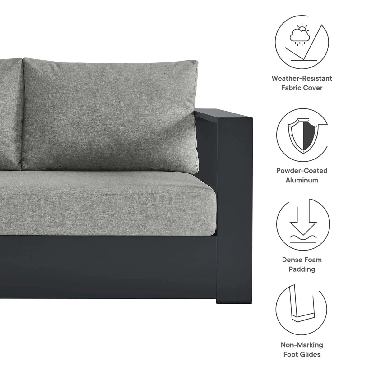 Tahoe 2-Piece Outdoor Patio Powder-Coated Aluminum Sectional Sofa Set by HouseOfZazla