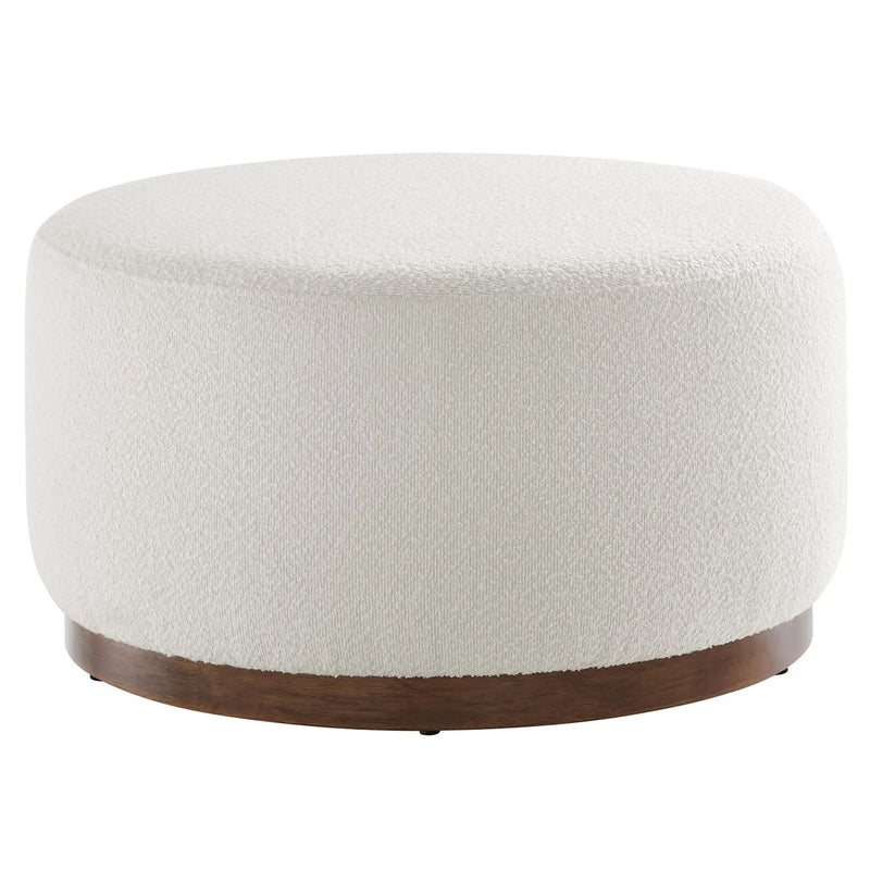 Tilden Large 29" Round Boucle Upholstered Ottoman by HouseOfZazla
