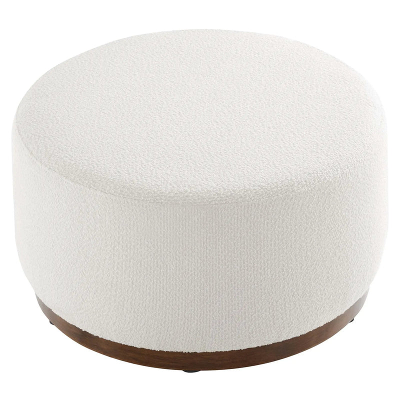 Tilden Large 29" Round Boucle Upholstered Ottoman by HouseOfZazla