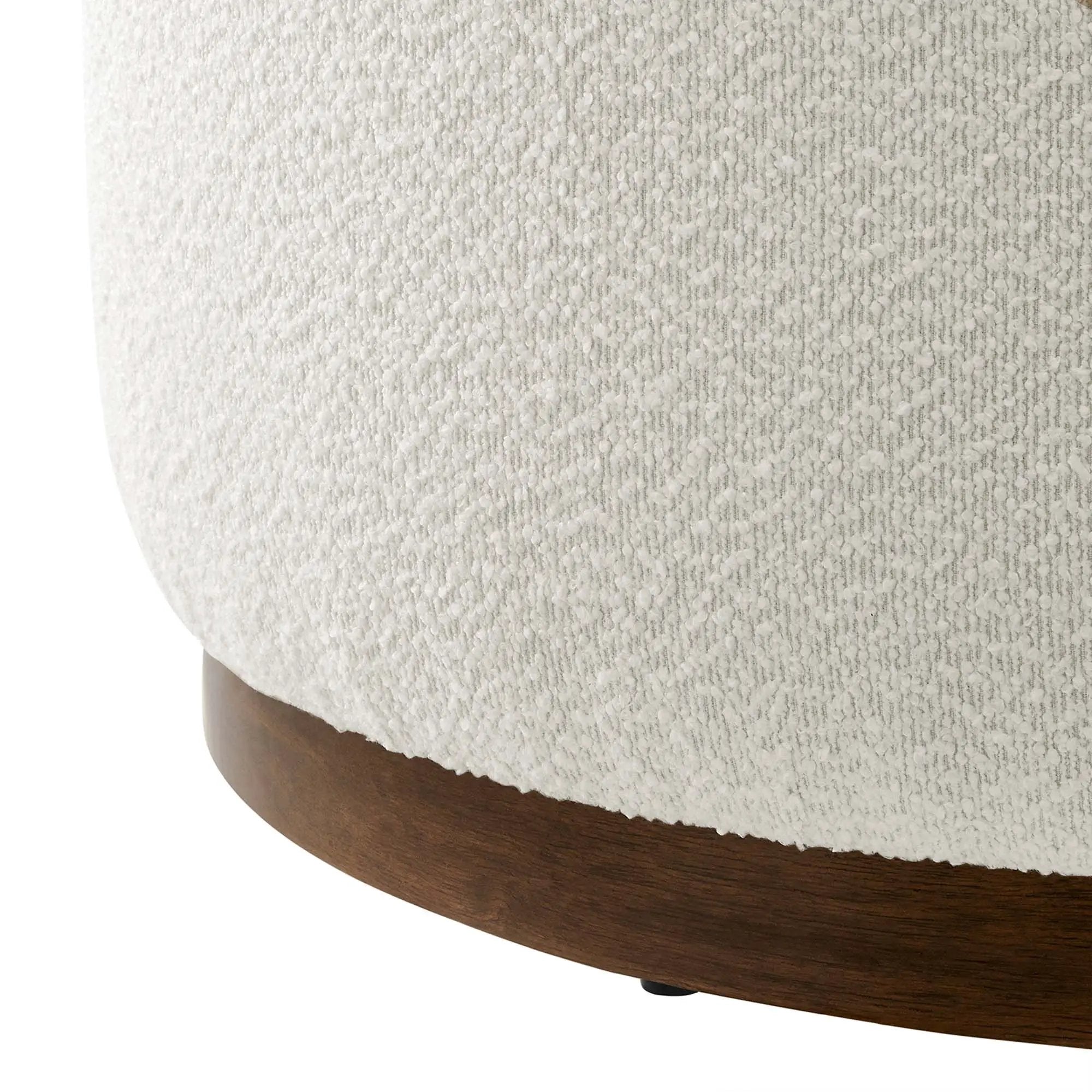Tilden Large 29" Round Boucle Upholstered Ottoman by HouseOfZazla