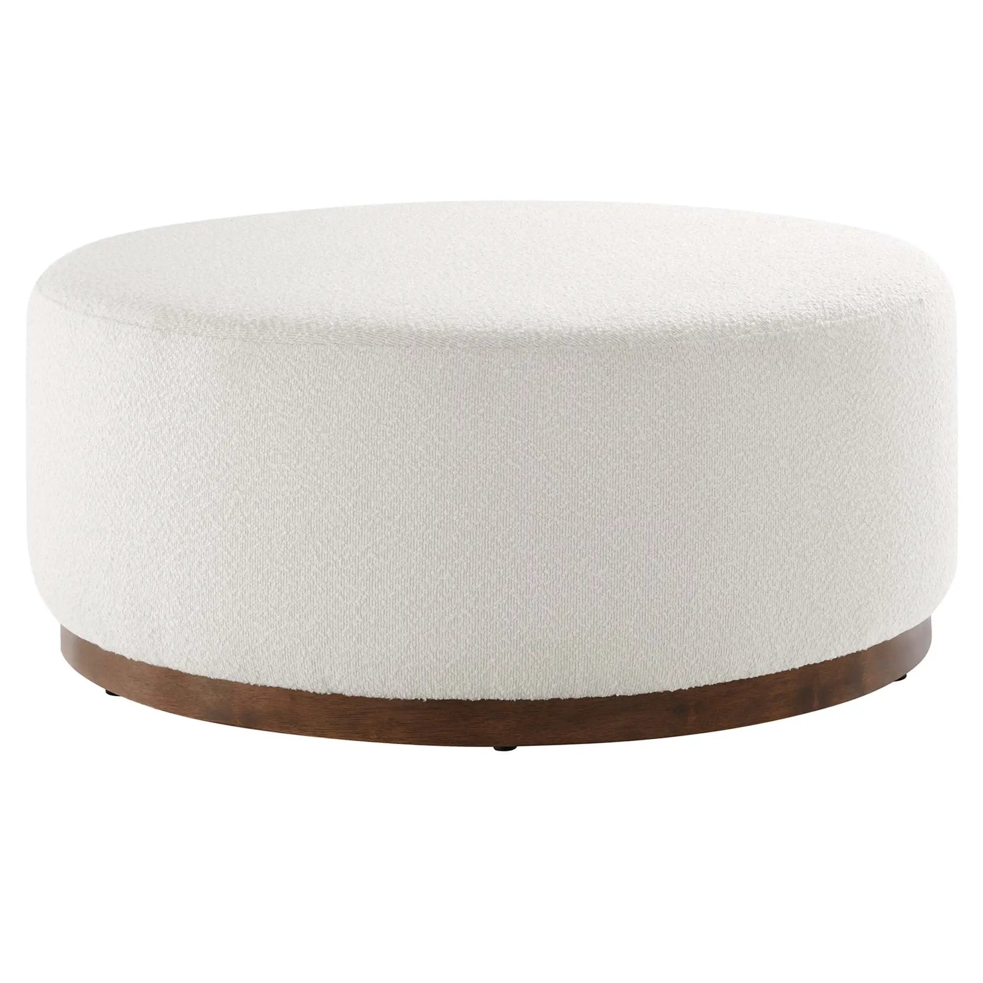 Tilden Large 38" Round Boucle Upholstered Ottoman by Modway by HouseOfZazla