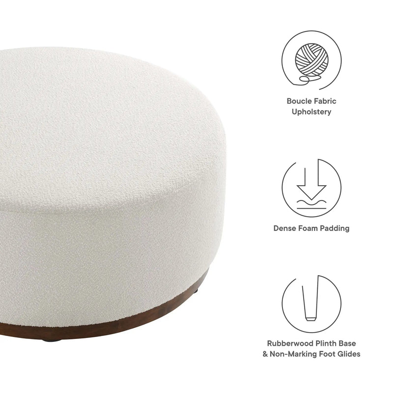 Tilden Large 38" Round Boucle Upholstered Ottoman by Modway by HouseOfZazla