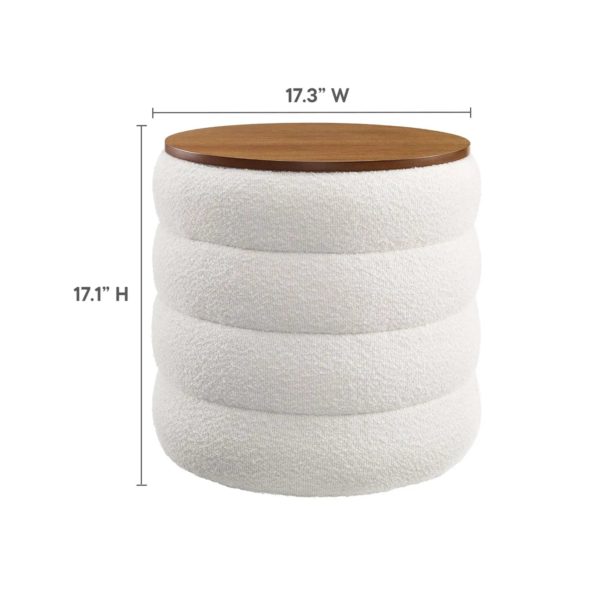 Mezzo Round Boucle Fabric Storage Ottoman by Modway by HouseOfZazla