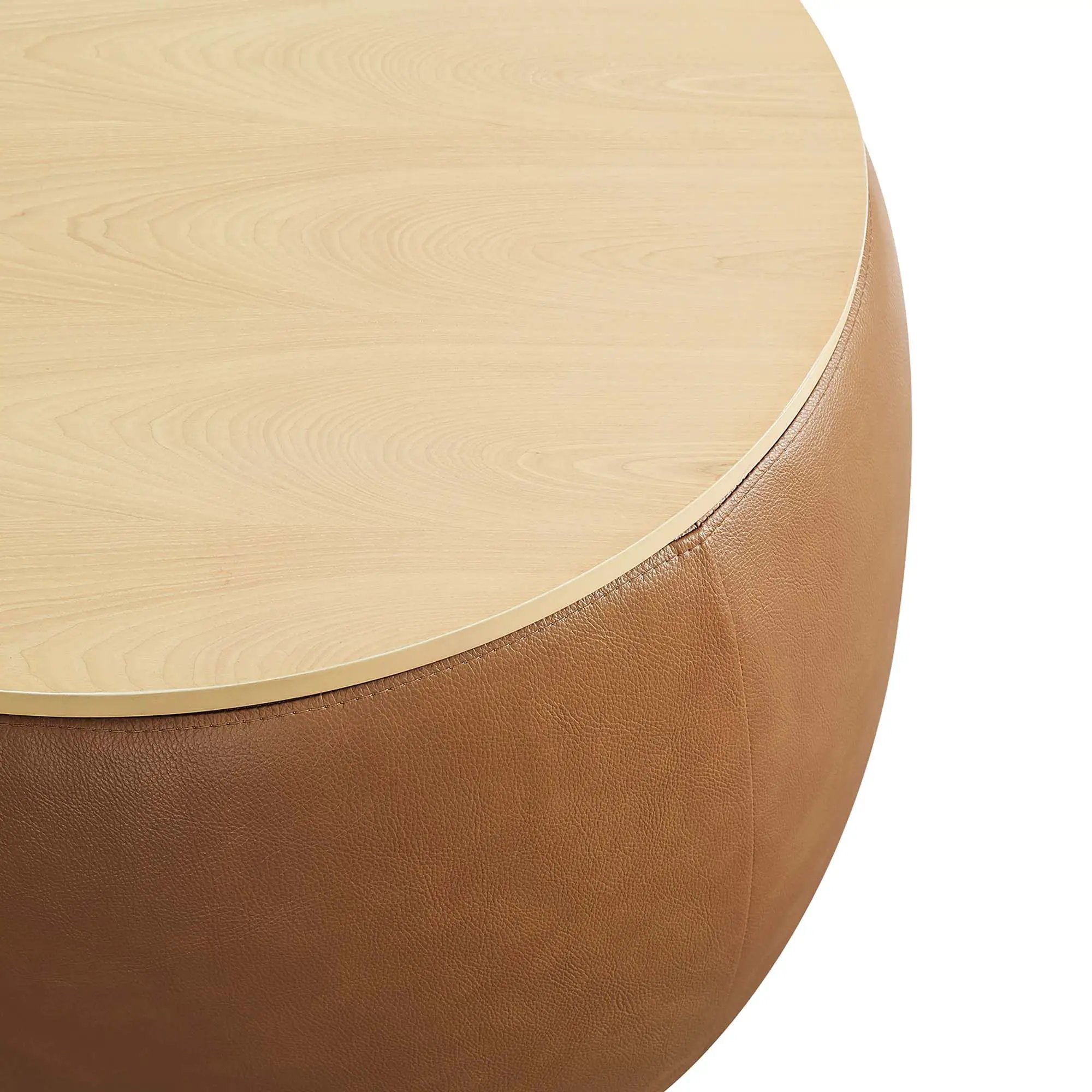 Perla Round Vegan Leather Storage Ottoman by HouseOfZazla