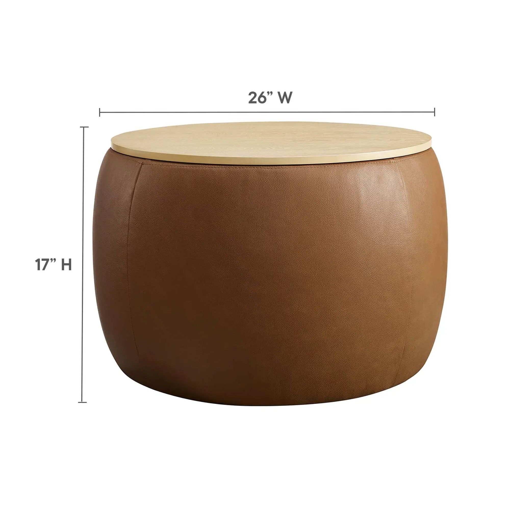 Perla Round Vegan Leather Storage Ottoman by HouseOfZazla