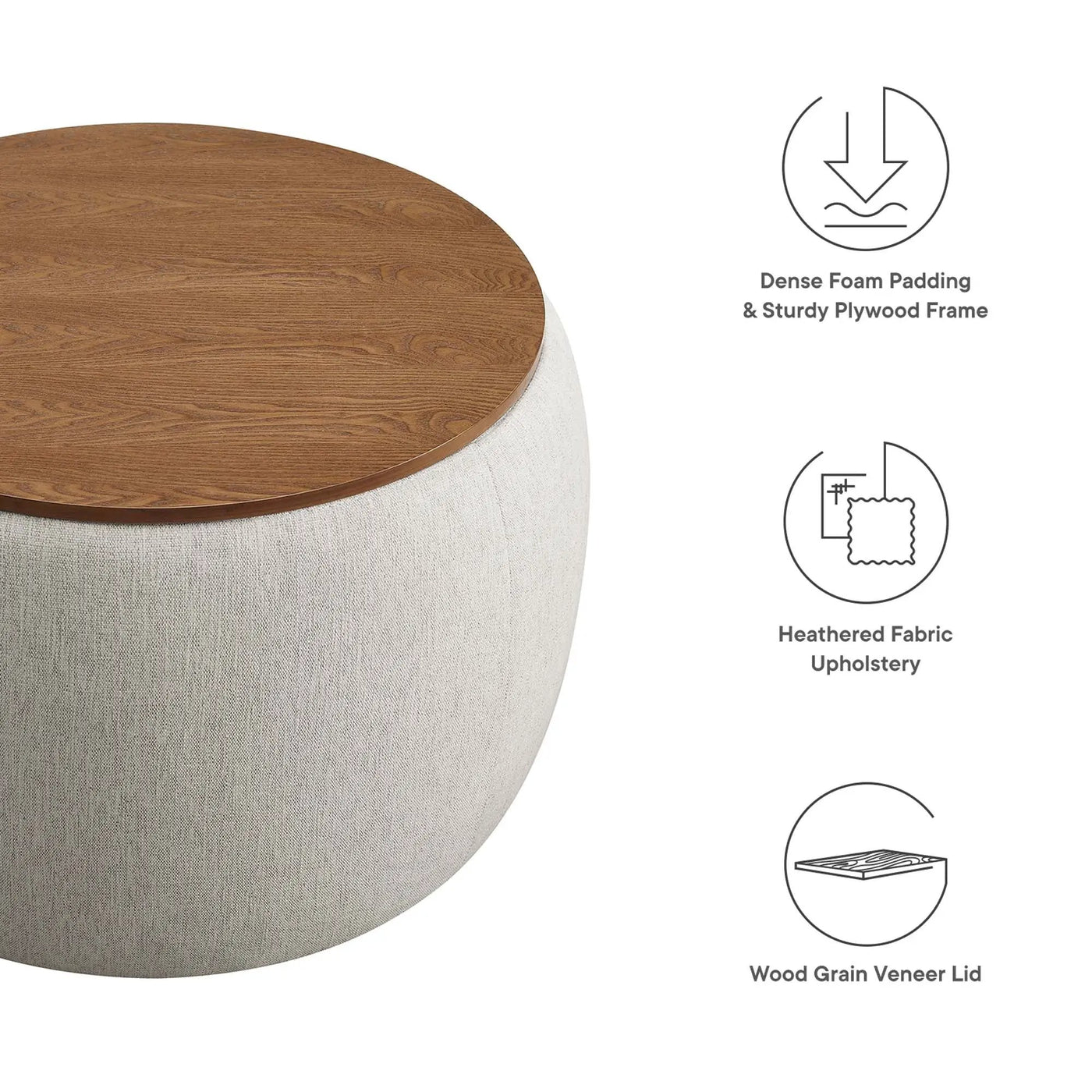 Perla Woven Heathered Fabric Upholstered Storage Ottoman by Modway by HouseOfZazla