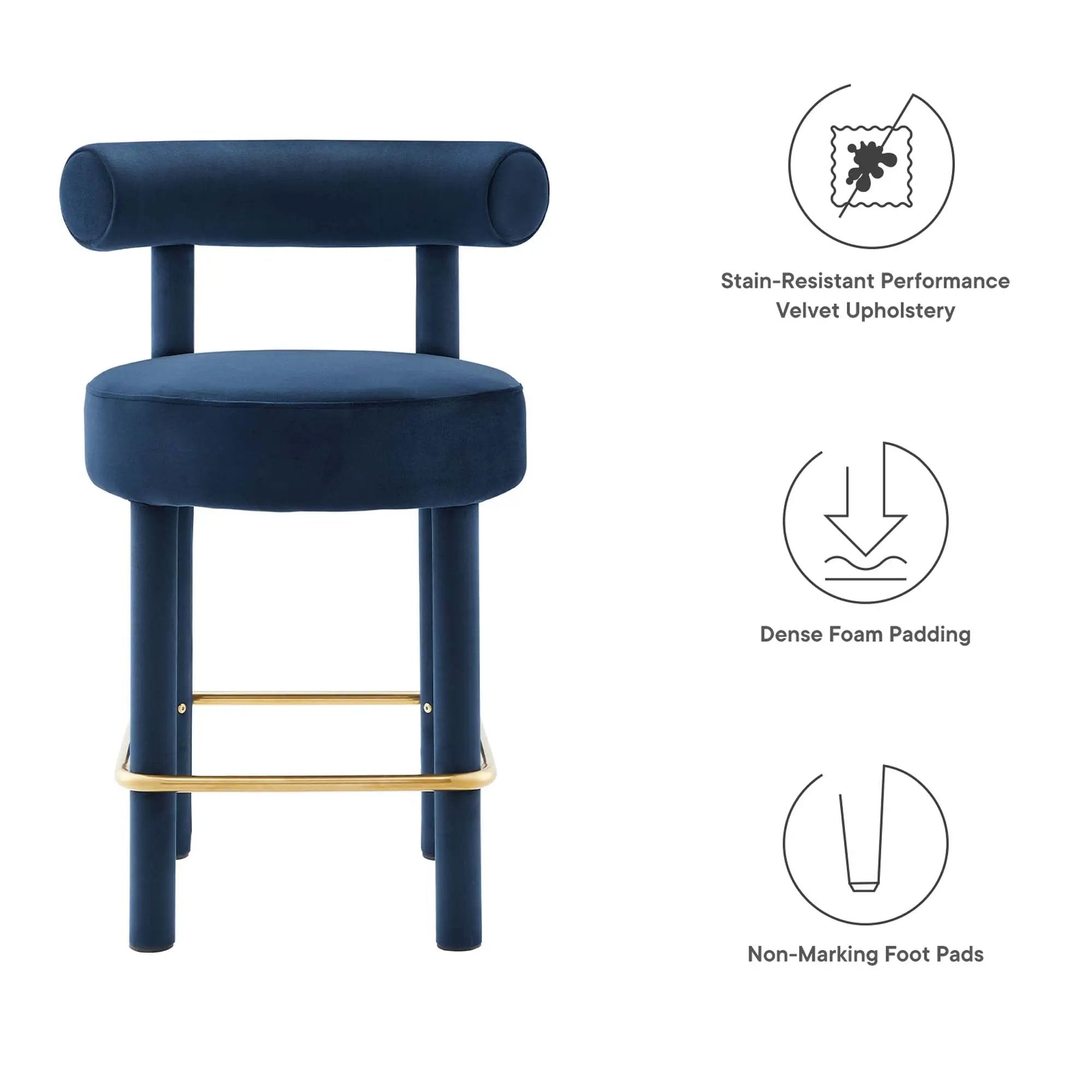 Toulouse Performance Velvet Counter Stool Set of 2 by Modway by HouseOfZazla