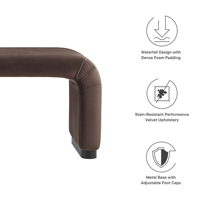 Koda Performance Velvet Waterfall Long Bench by Modway by HouseOfZazla
