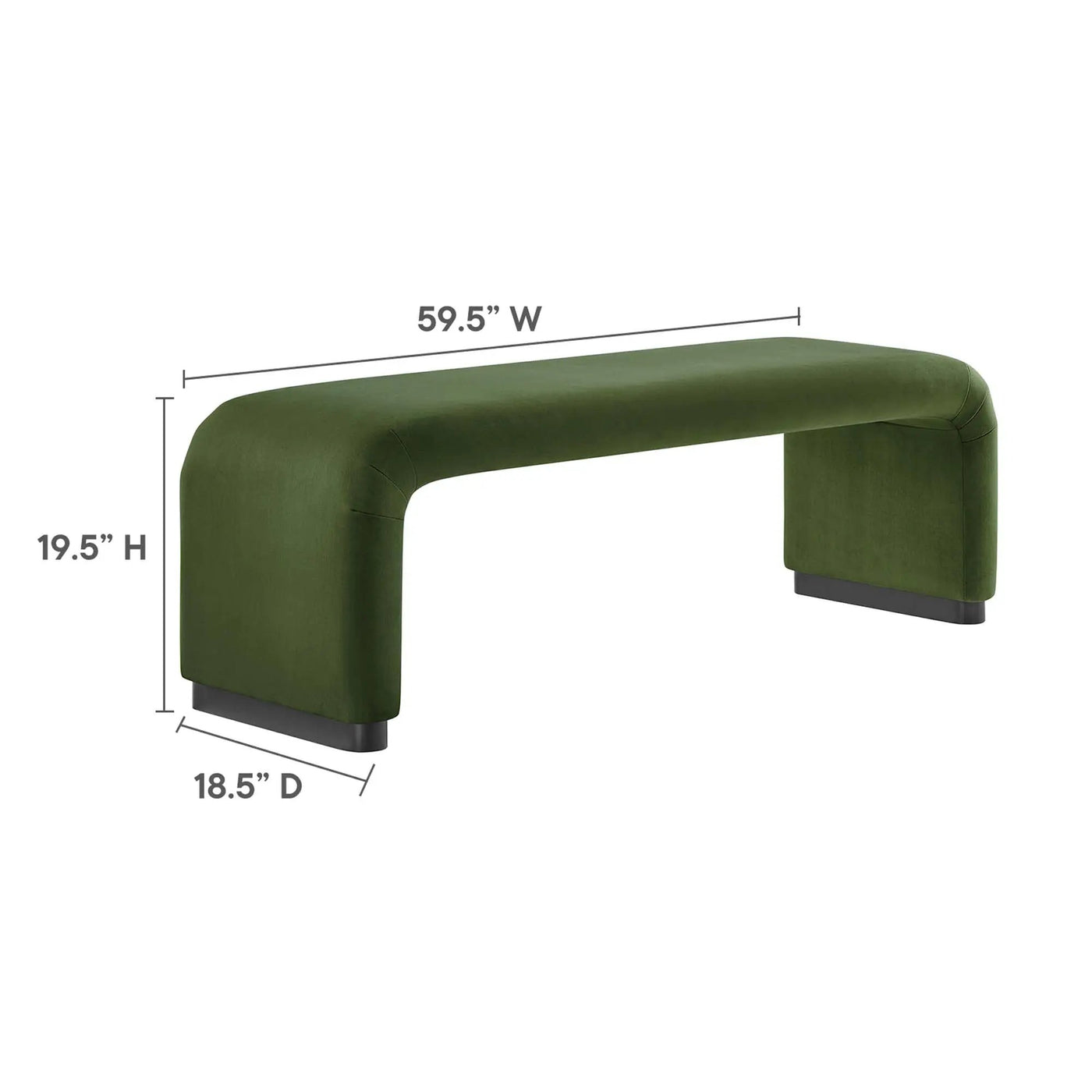 Koda Performance Velvet Waterfall Long Bench by Modway by HouseOfZazla