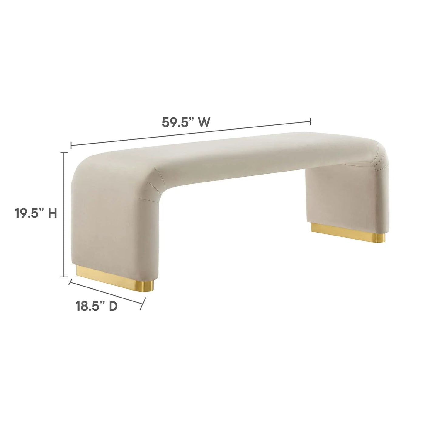 Koda Performance Velvet Waterfall Long Bench by Modway by HouseOfZazla
