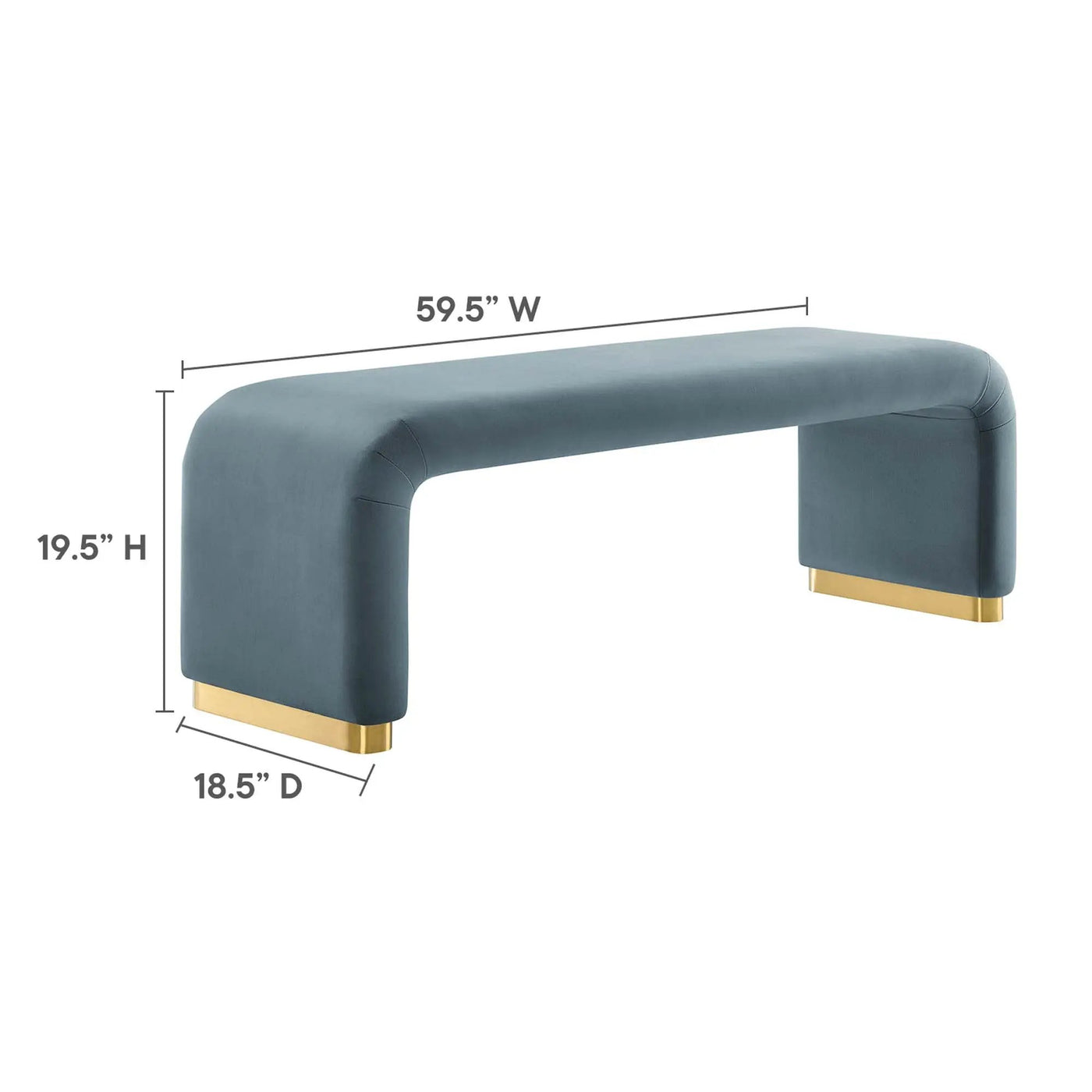 Koda Performance Velvet Waterfall Long Bench by Modway by HouseOfZazla