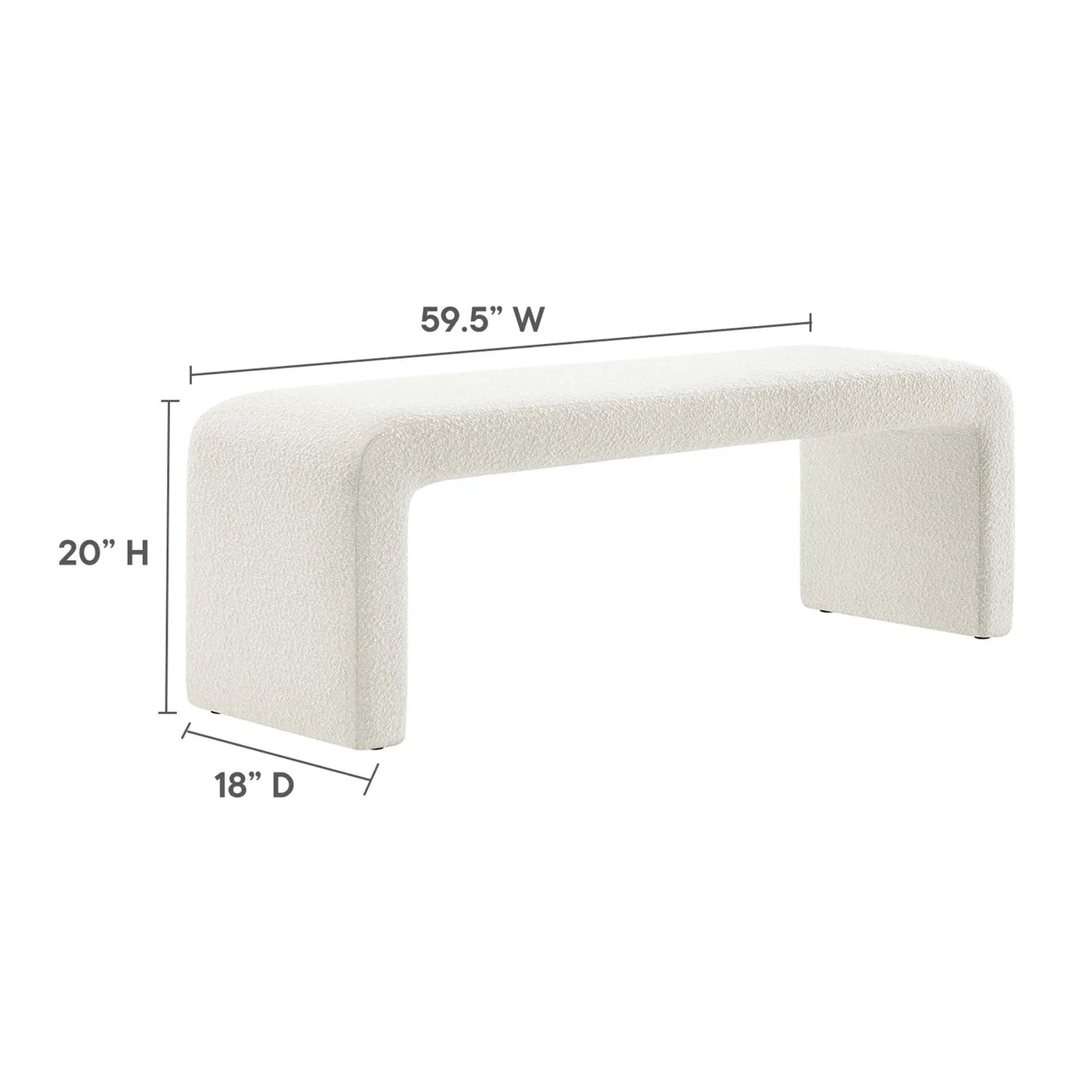 Simba Boucle Fabric Waterfall Long Bench by Modway by HouseOfZazla