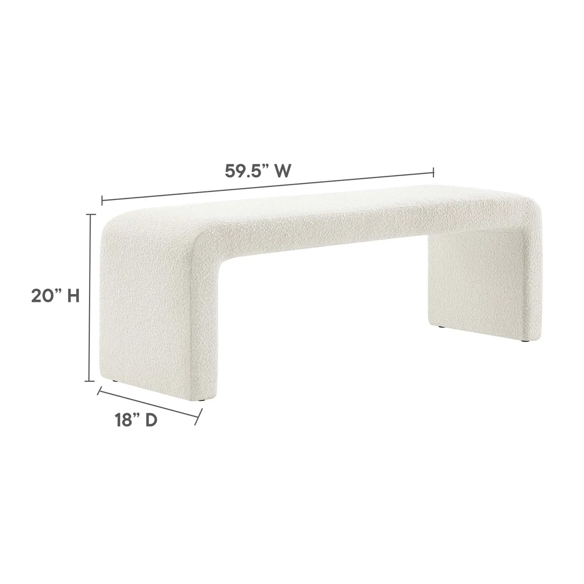 Simba Boucle Fabric Waterfall Long Bench by Modway by HouseOfZazla