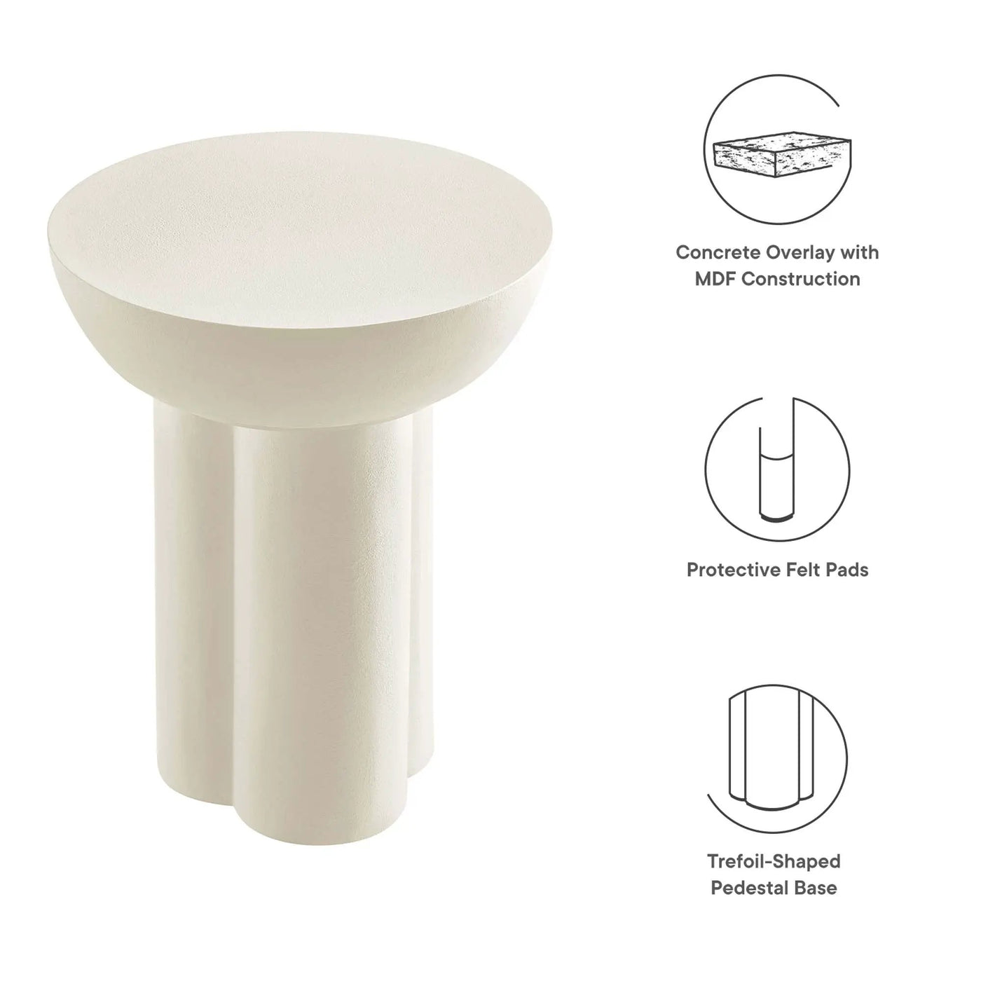 Caspian Round Concrete Side Table by Modway by HouseOfZazla