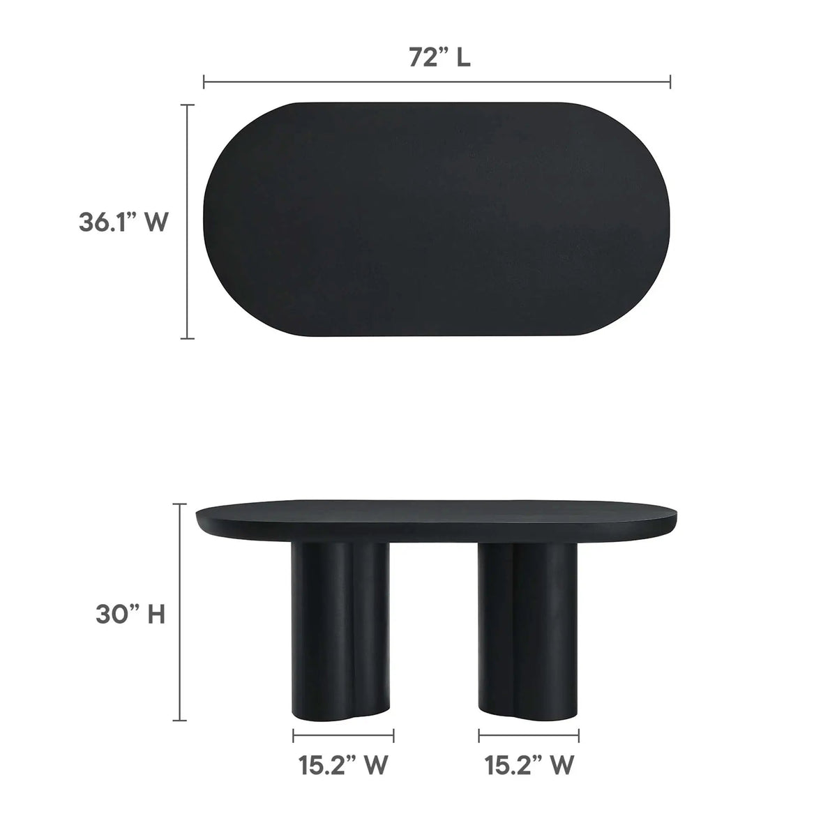 Caspian 72" Oval Concrete Dining Table by Modway by HouseOfZazla