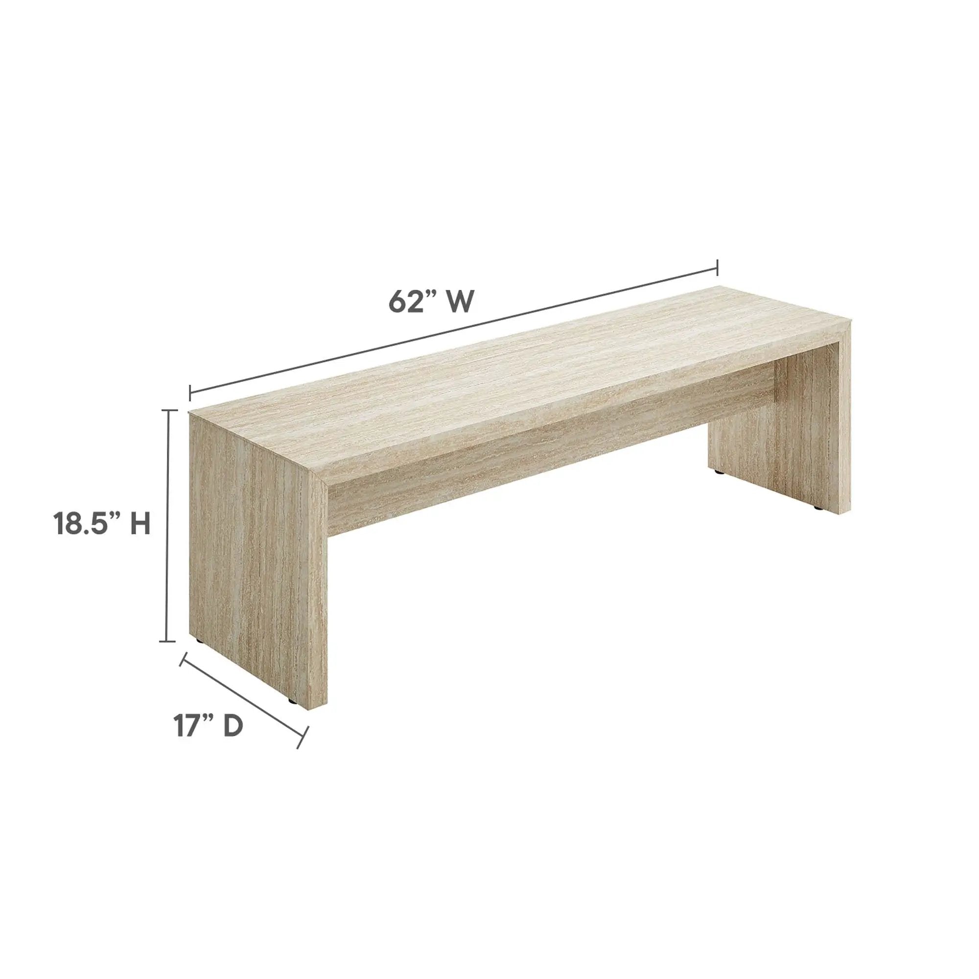 Mirella 62" Faux Travertine Long Bench by Modway by HouseOfZazla