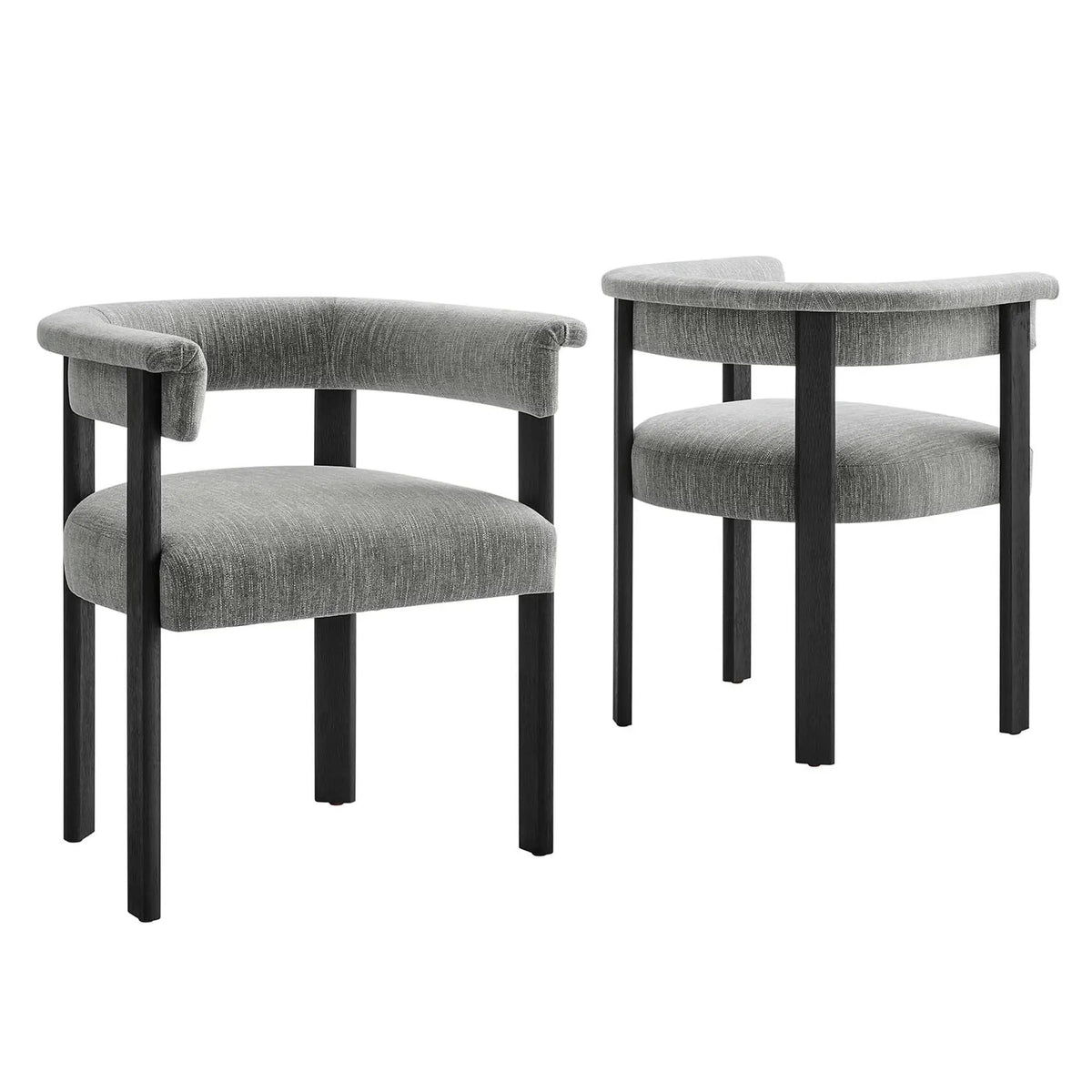 Imogen Fabric Upholstered Barrel Dining Chairs Set of 2 by HouseOfZazla