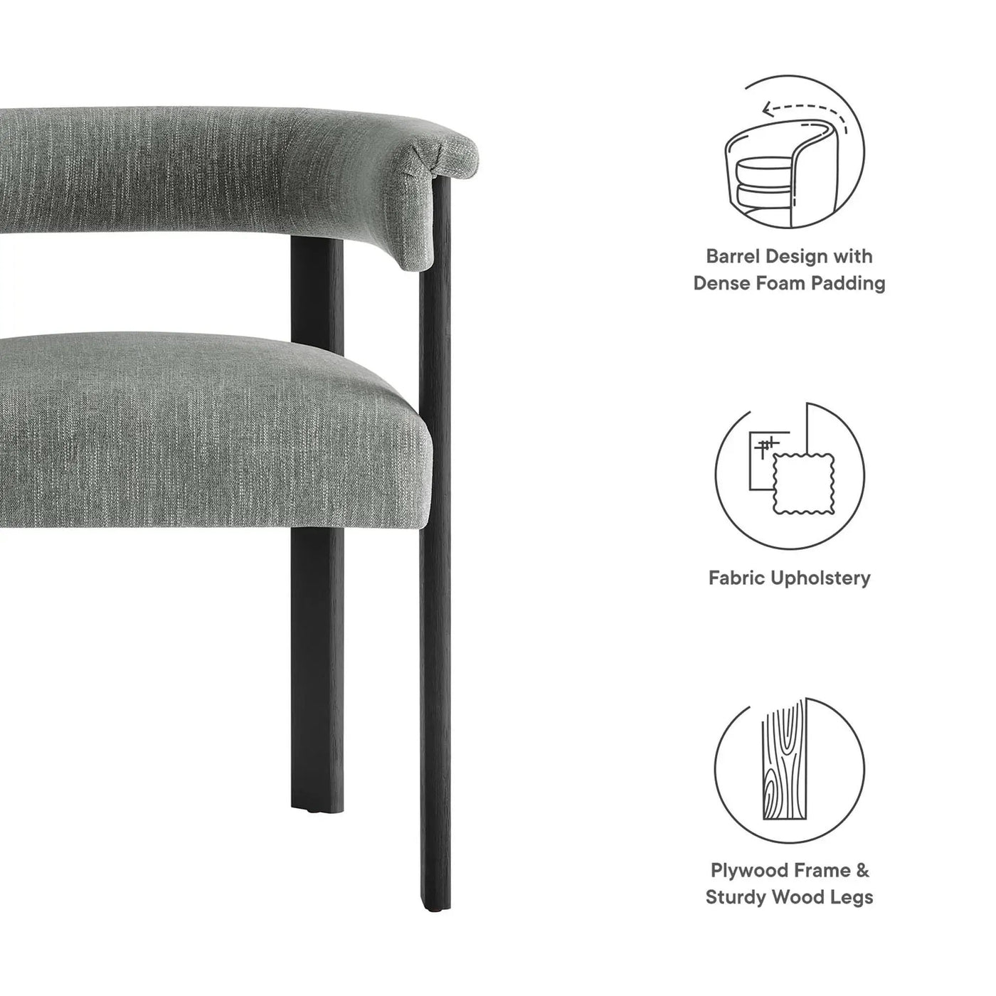 Imogen Fabric Upholstered Barrel Dining Chairs Set of 2 by HouseOfZazla
