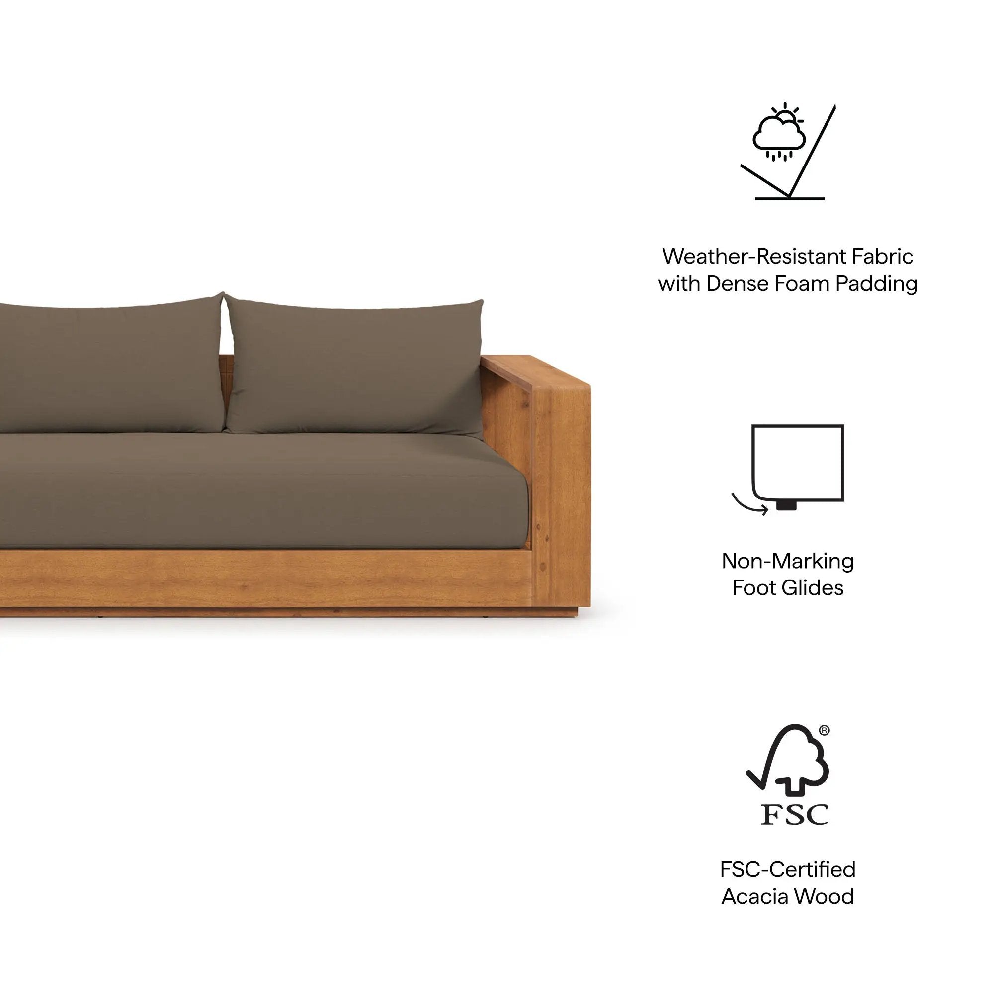 Tahoe 2-Piece Outdoor Patio Acacia Wood Sofa and Coffee Table Set by Modway by HouseOfZazla