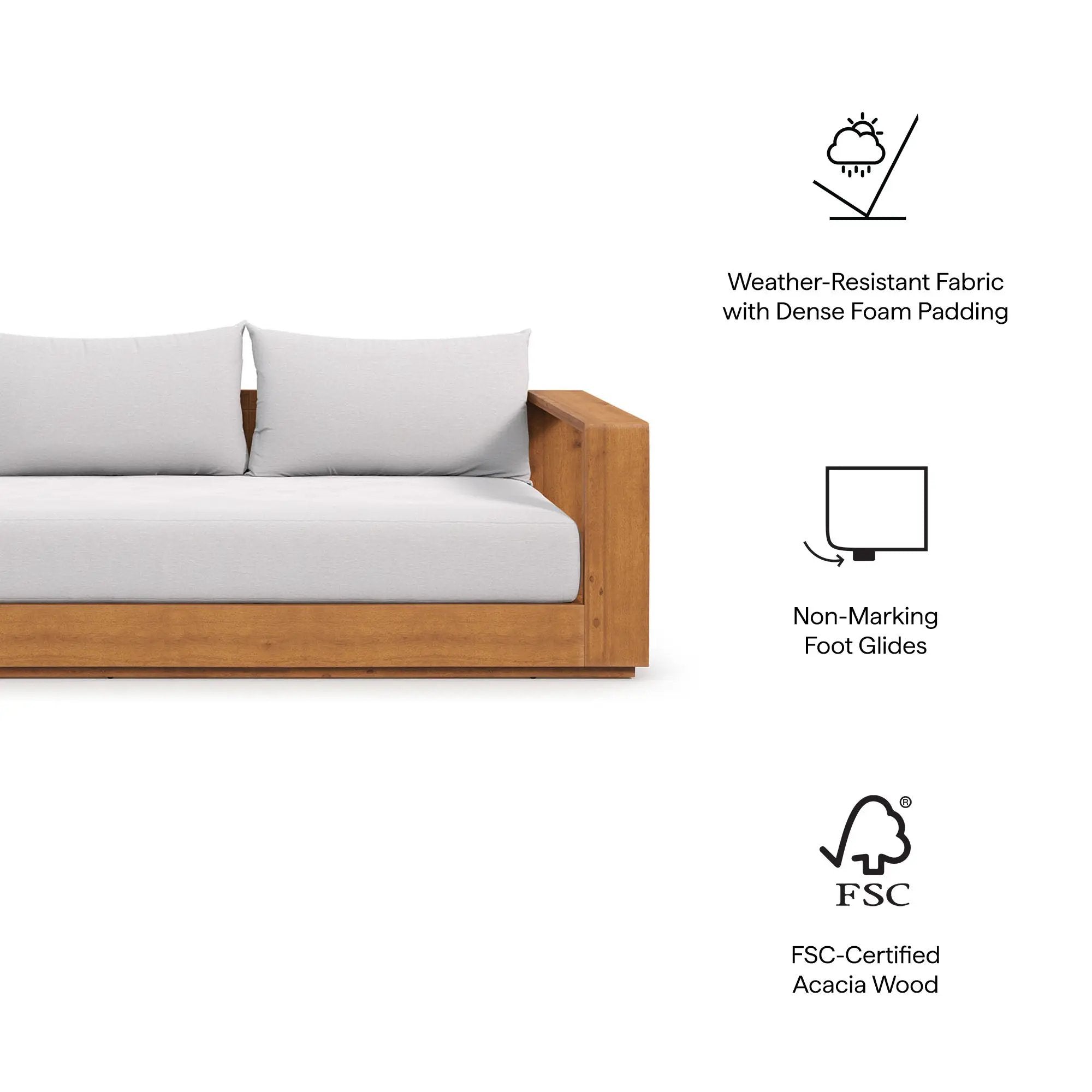 Tahoe 2-Piece Outdoor Patio Acacia Wood Sofa and Coffee Table Set by Modway by HouseOfZazla