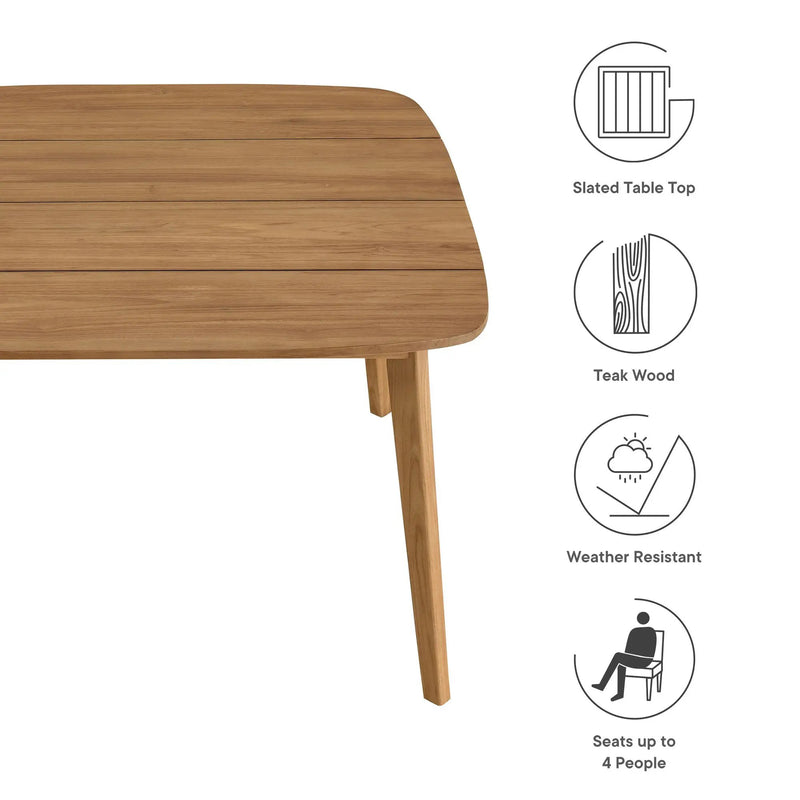 Vienna 46" Square Outdoor Patio Teak Wood Dining Table by Modway by HouseOfZazla