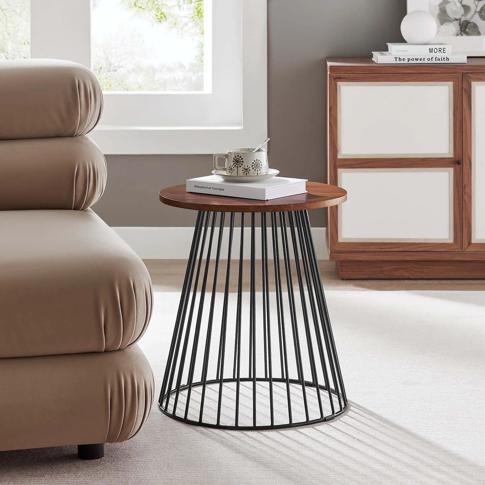 Valeo Round Wood and Metal Side Table by Modway by HouseOfZazla