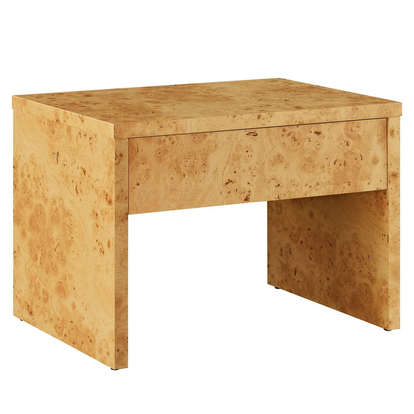 Hudson 1-Drawer Burl Wood Nightstand by Modway