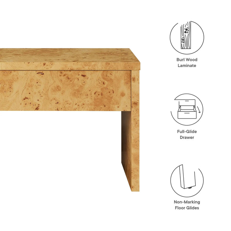 Hudson 1-Drawer Burl Wood Nightstand by Modway by HouseOfZazla