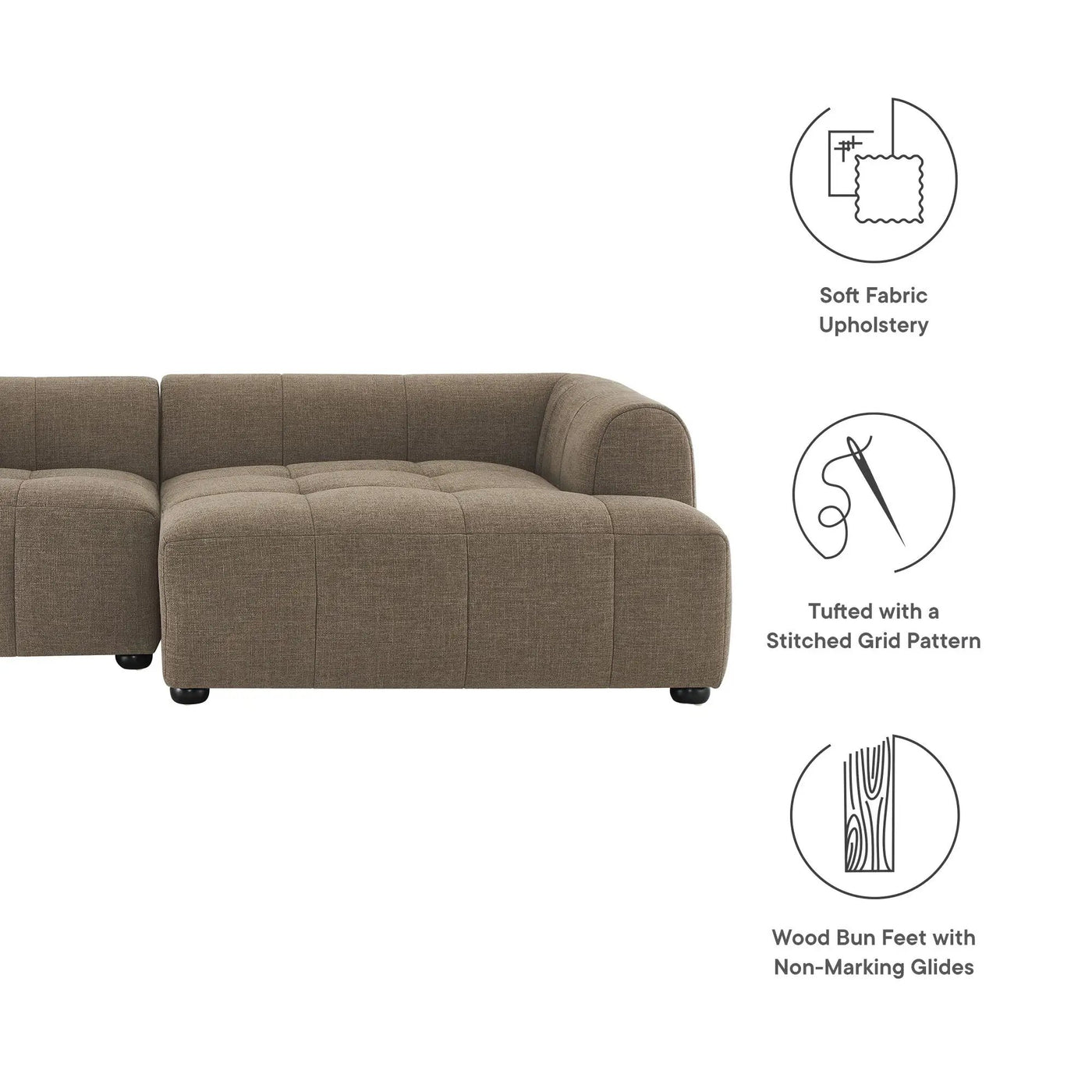 Liana Right-Facing Upholstered Fabric Modular Sofa with Chaise by Modway by HouseOfZazla