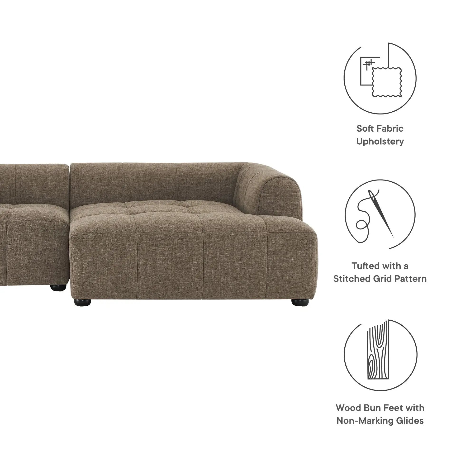 Liana Right-Facing Upholstered Fabric Modular Sofa with Chaise by Modway by HouseOfZazla