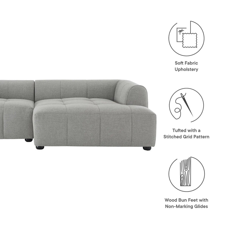 Liana Right-Facing Upholstered Fabric Modular Sofa with Chaise by Modway by HouseOfZazla