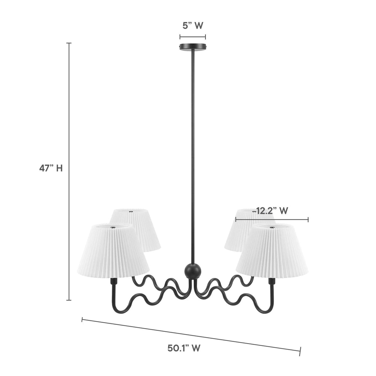 Wave Squiggle 4-Arm Pendant Light by Modway by HouseOfZazla