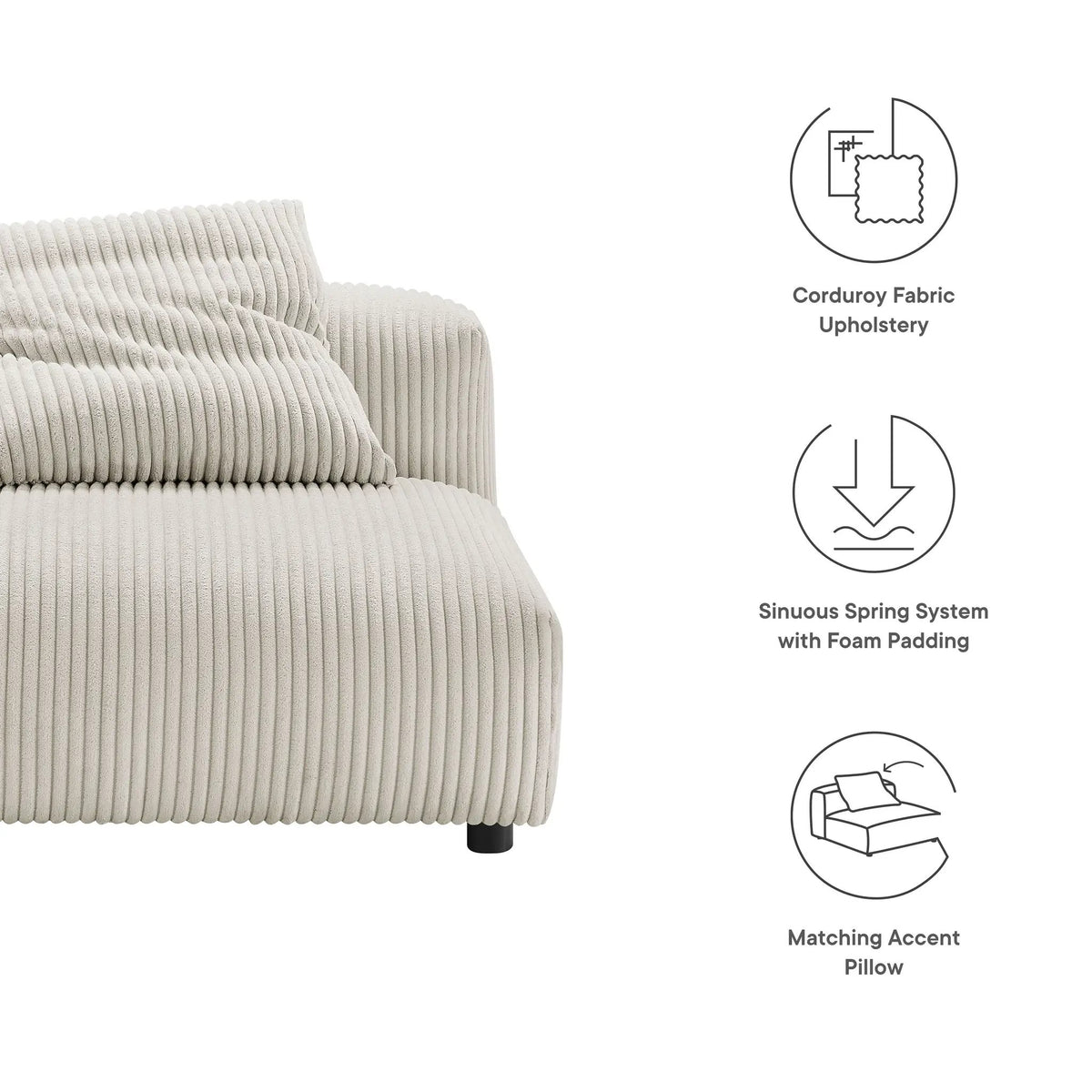 Solace Modular Corduroy Upholstered Armless Chair by HouseOfZazla