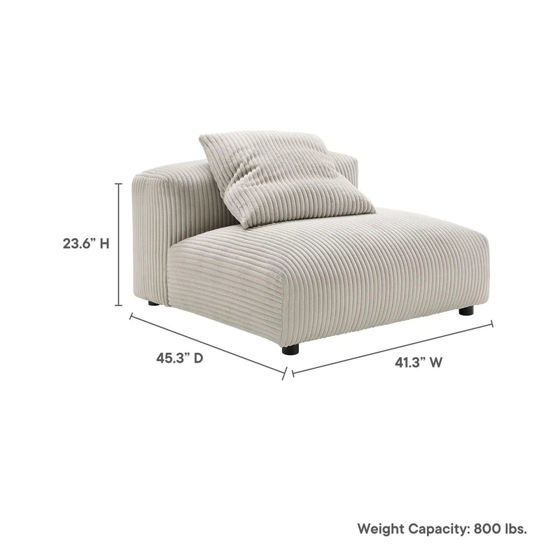Solace Modular Corduroy Upholstered Armless Chair by HouseOfZazla