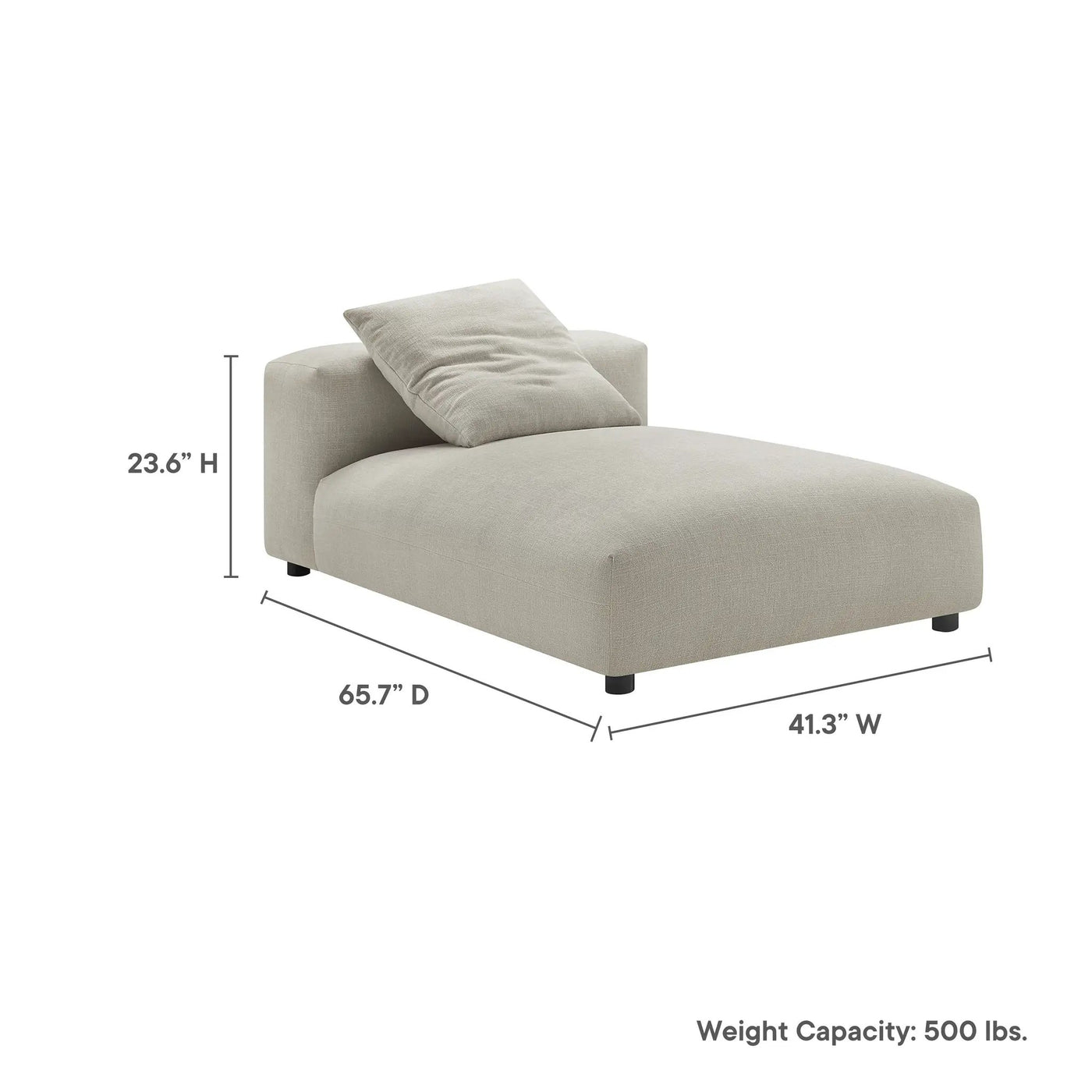 Solace Modular Upholstered Fabric Armless Chaise Lounge by HouseOfZazla