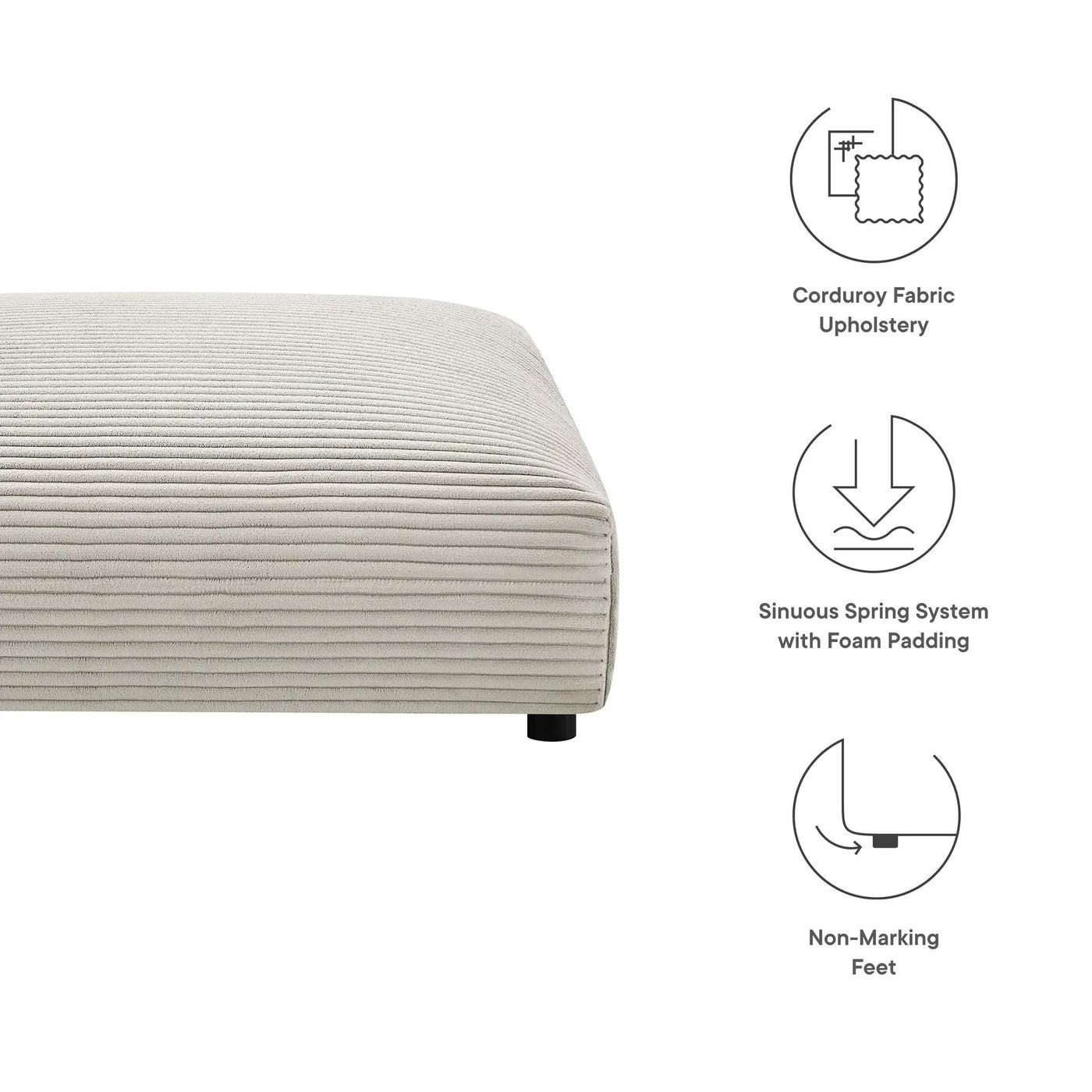 Solace Modular Corduroy Upholstered Ottoman by Modway by HouseOfZazla