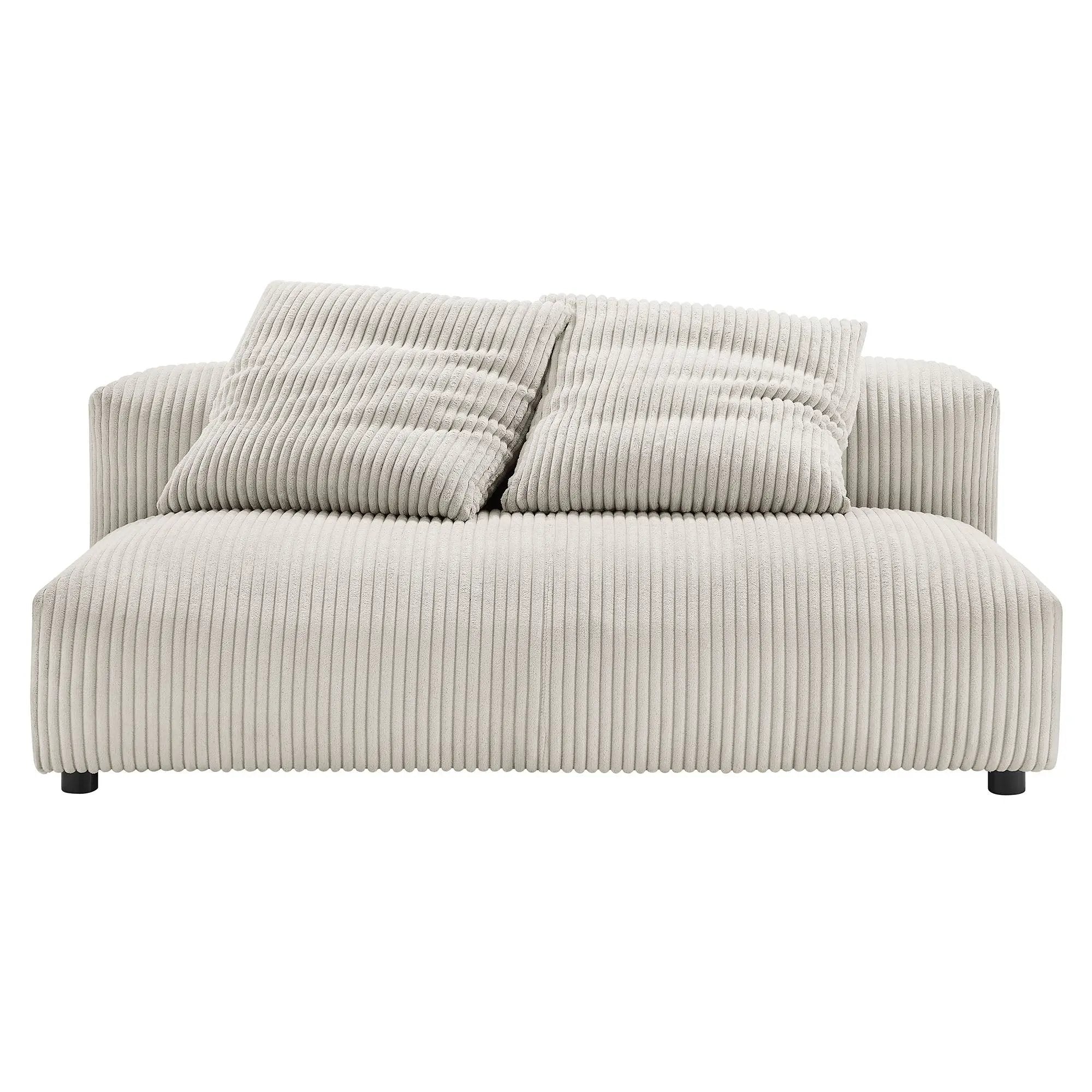 Solace Modular Corduroy Upholstered Armless Loveseat and Ottoman Set by HouseOfZazla
