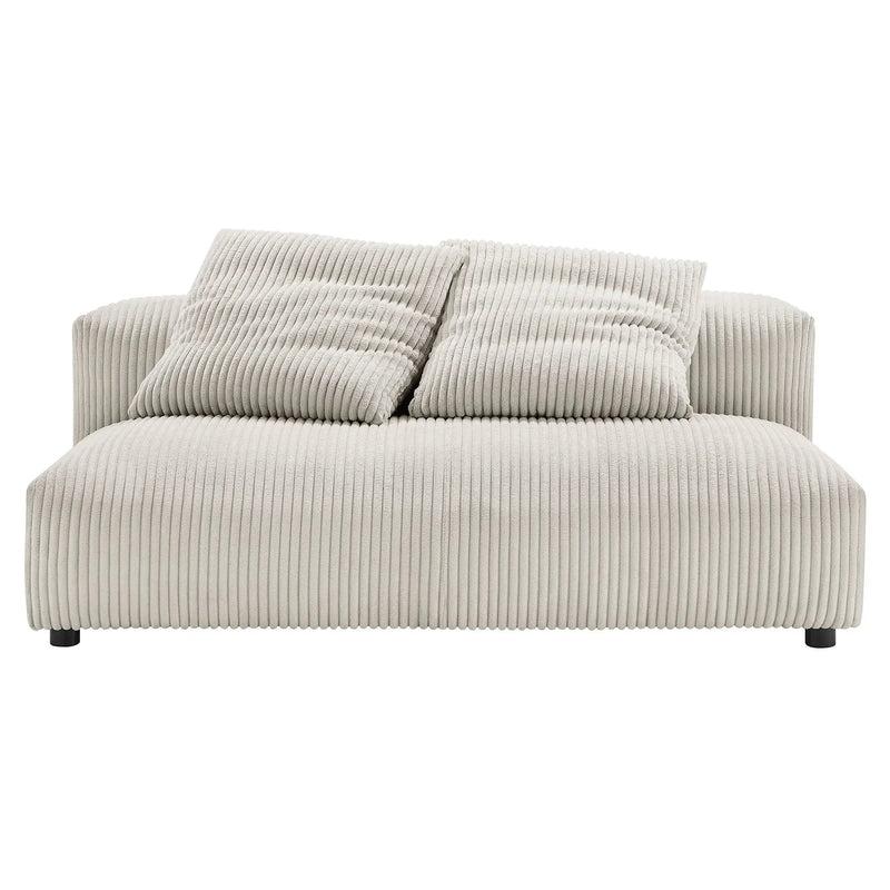 Solace Modular Corduroy Upholstered Armless Loveseat and Ottoman Set by HouseOfZazla