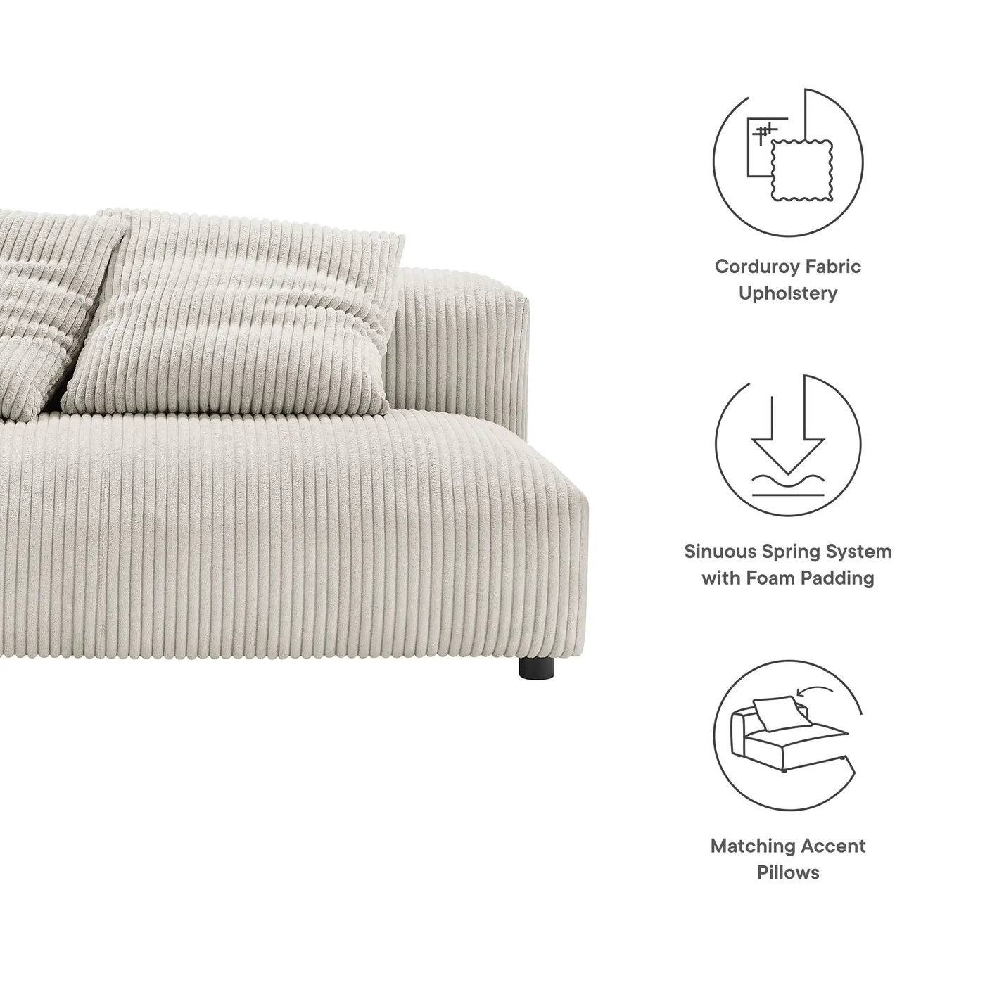 Solace Modular Corduroy Upholstered Armless Loveseat by Modway by HouseOfZazla