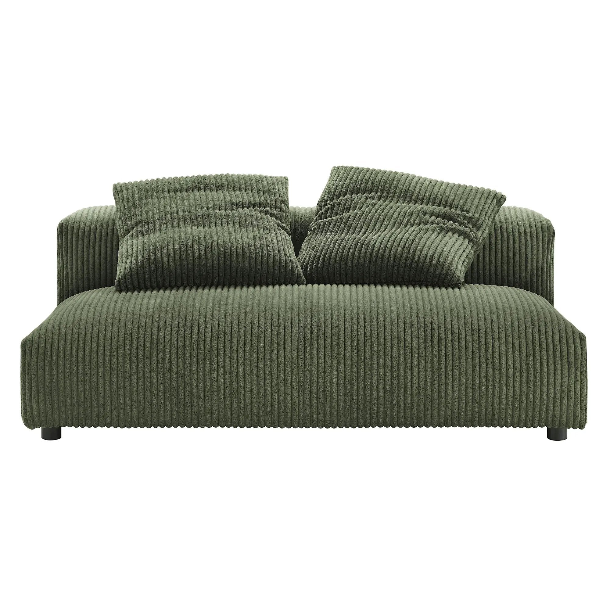 Solace Modular Corduroy Upholstered Armless Loveseat and Ottoman Set by HouseOfZazla