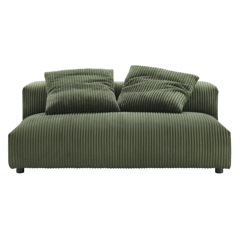 Solace Modular Corduroy Upholstered Armless Loveseat and Ottoman Set by HouseOfZazla