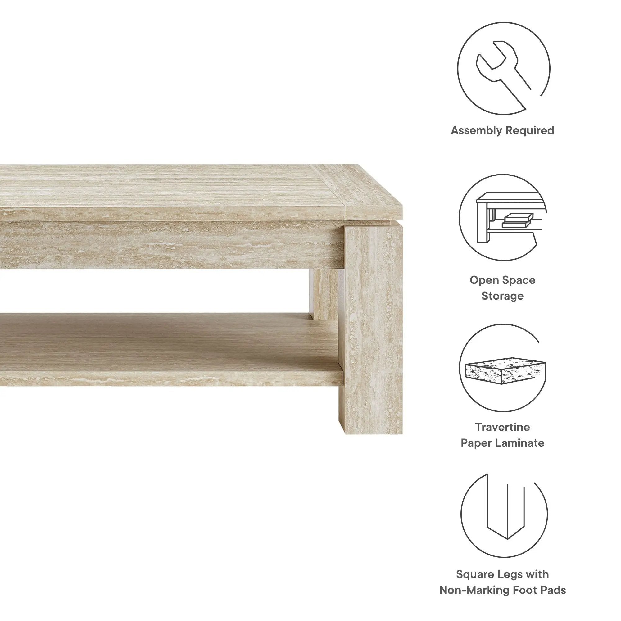 Hollis Travertine Coffee Table by Modway by HouseOfZazla