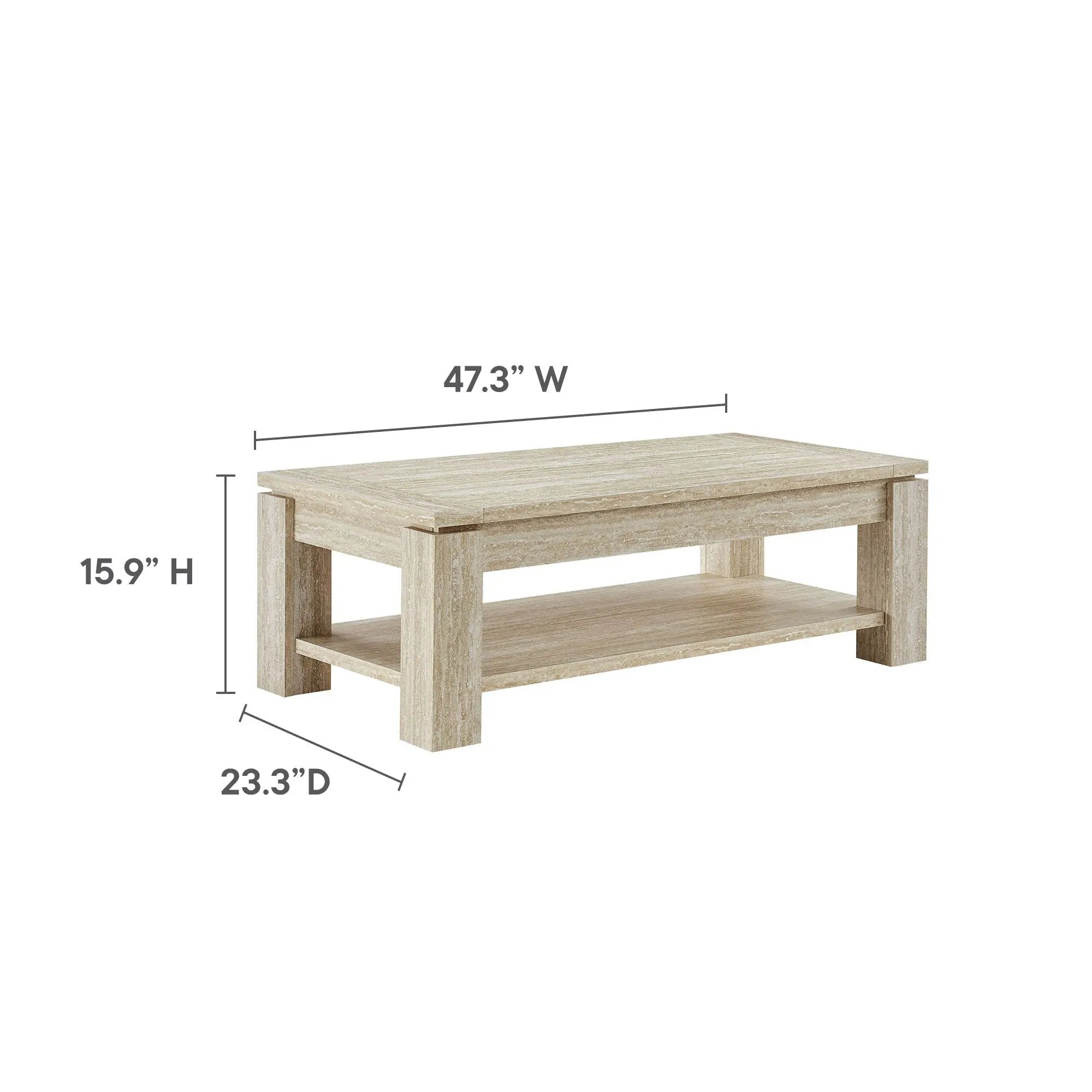 Hollis Travertine Coffee Table by Modway by HouseOfZazla
